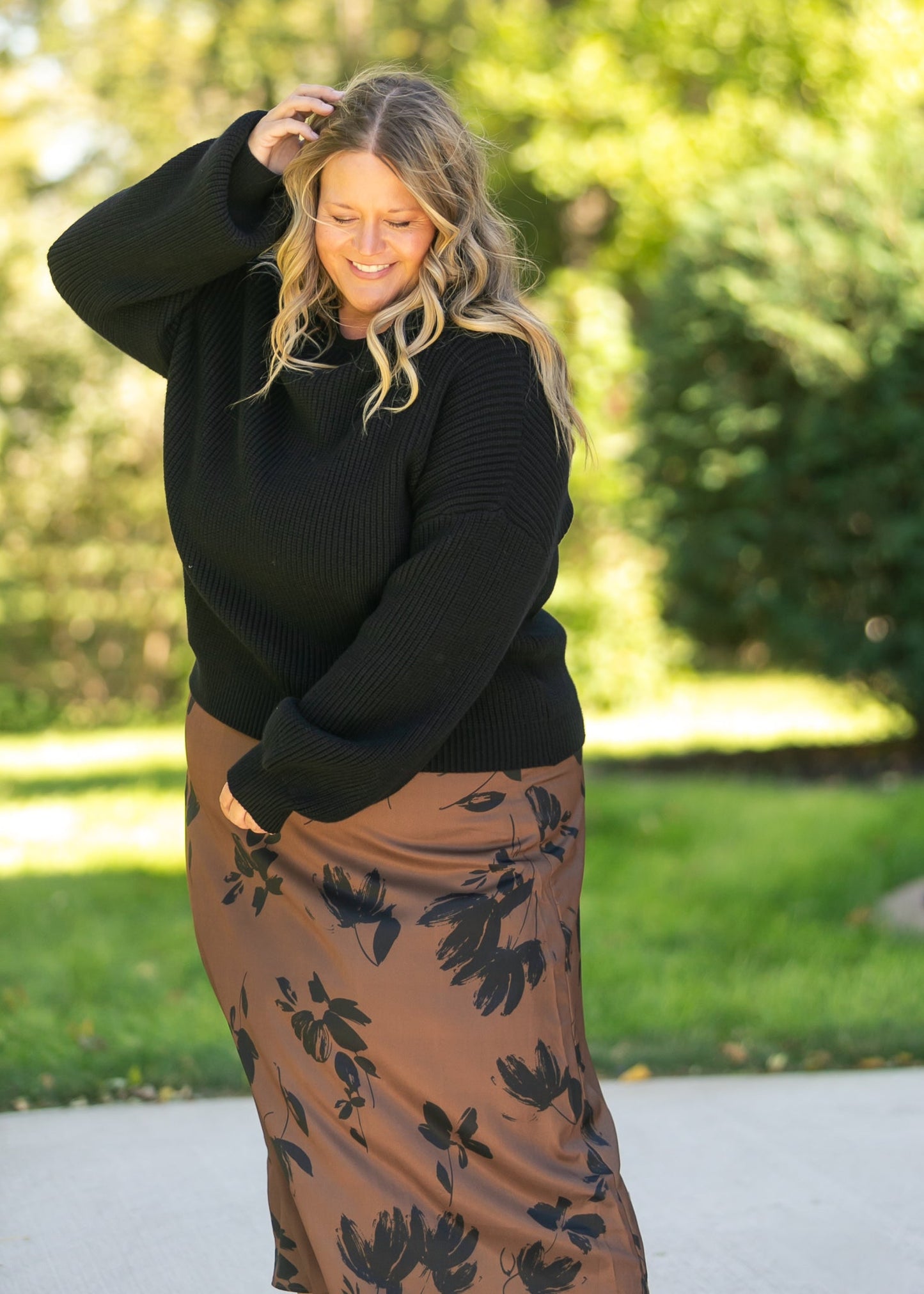 Braylyn Camel Floral Midi Skirt - FINAL SALE