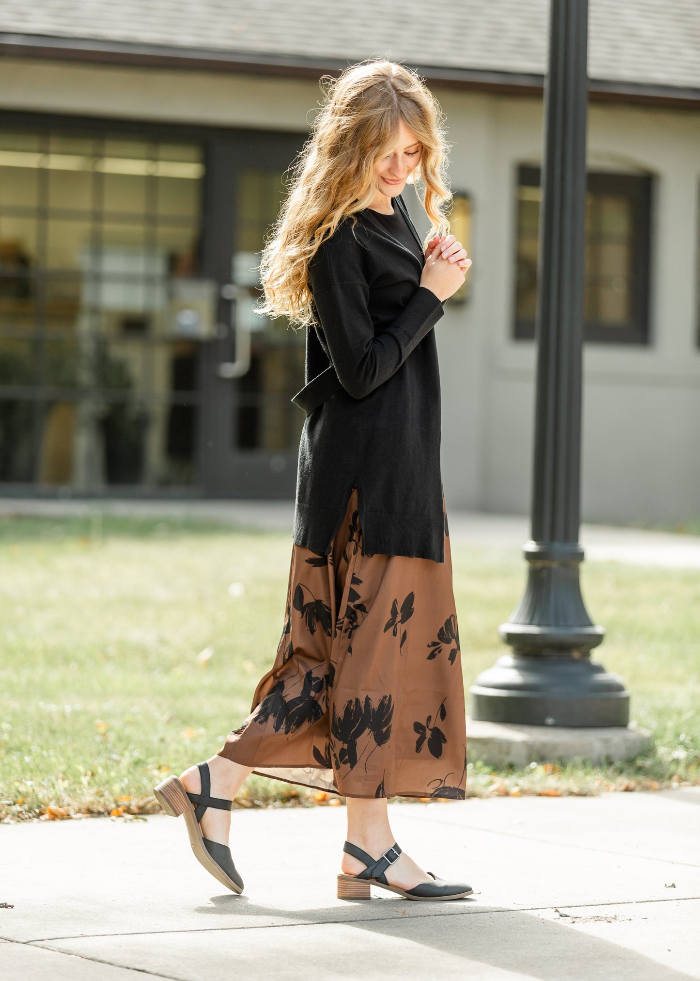 Braylyn Camel Floral Midi Skirt - FINAL SALE