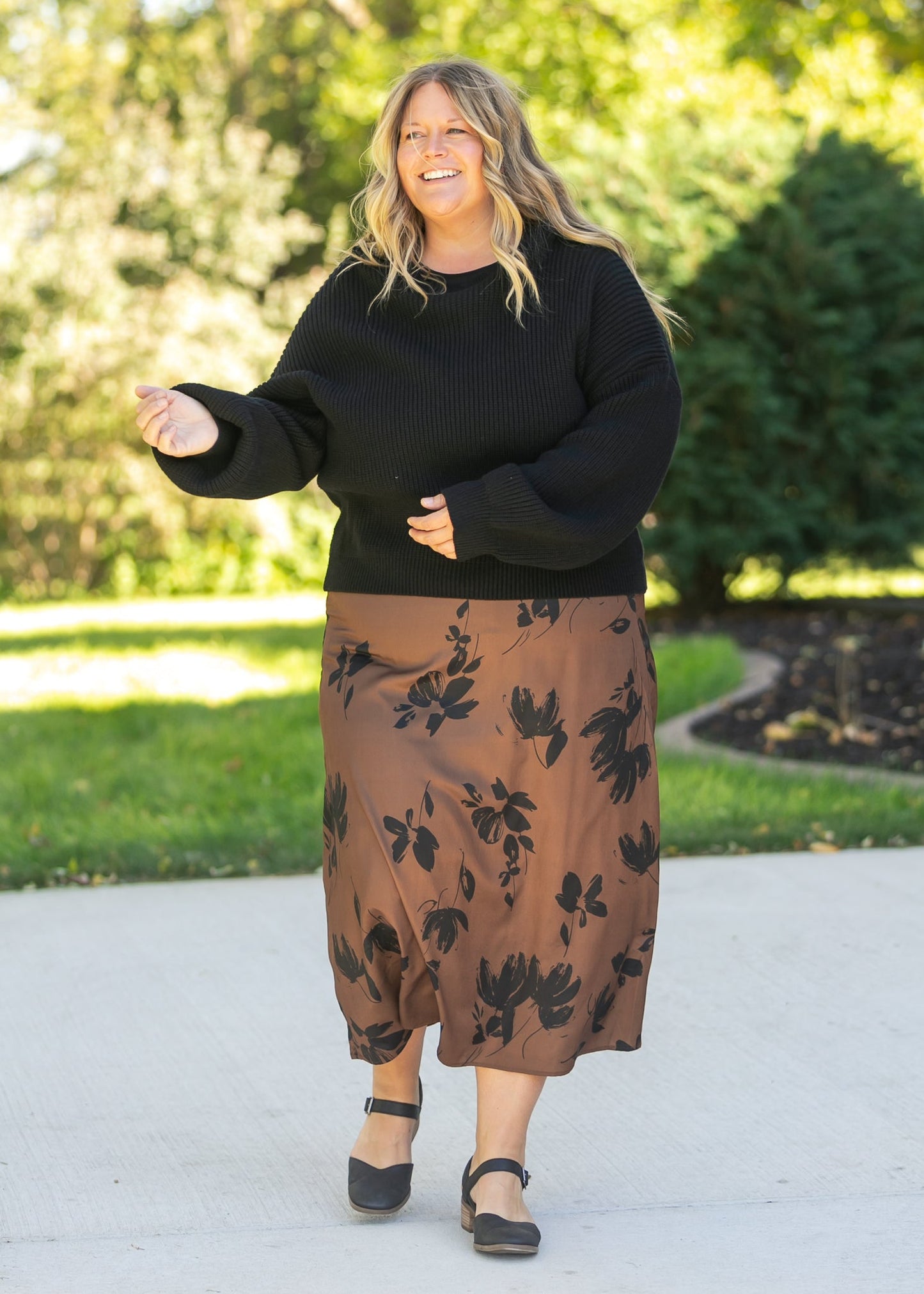 Braylyn Camel Floral Midi Skirt - FINAL SALE