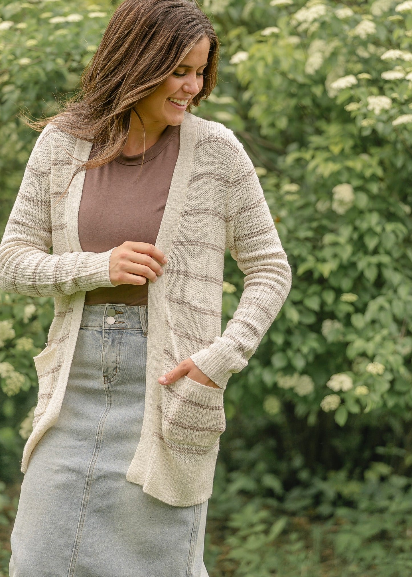Breezy Knit Striped Cardigan