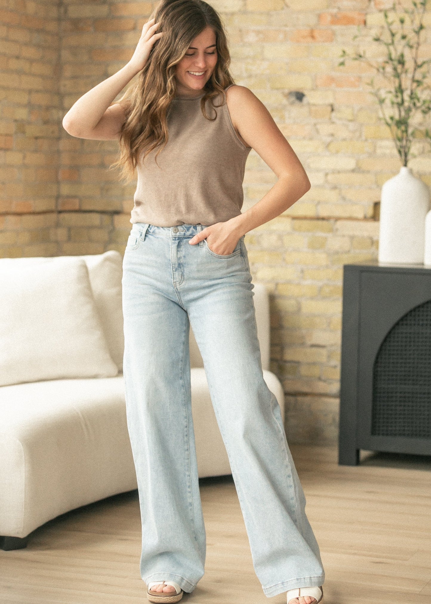 Brown Sleeveless Knit Top
