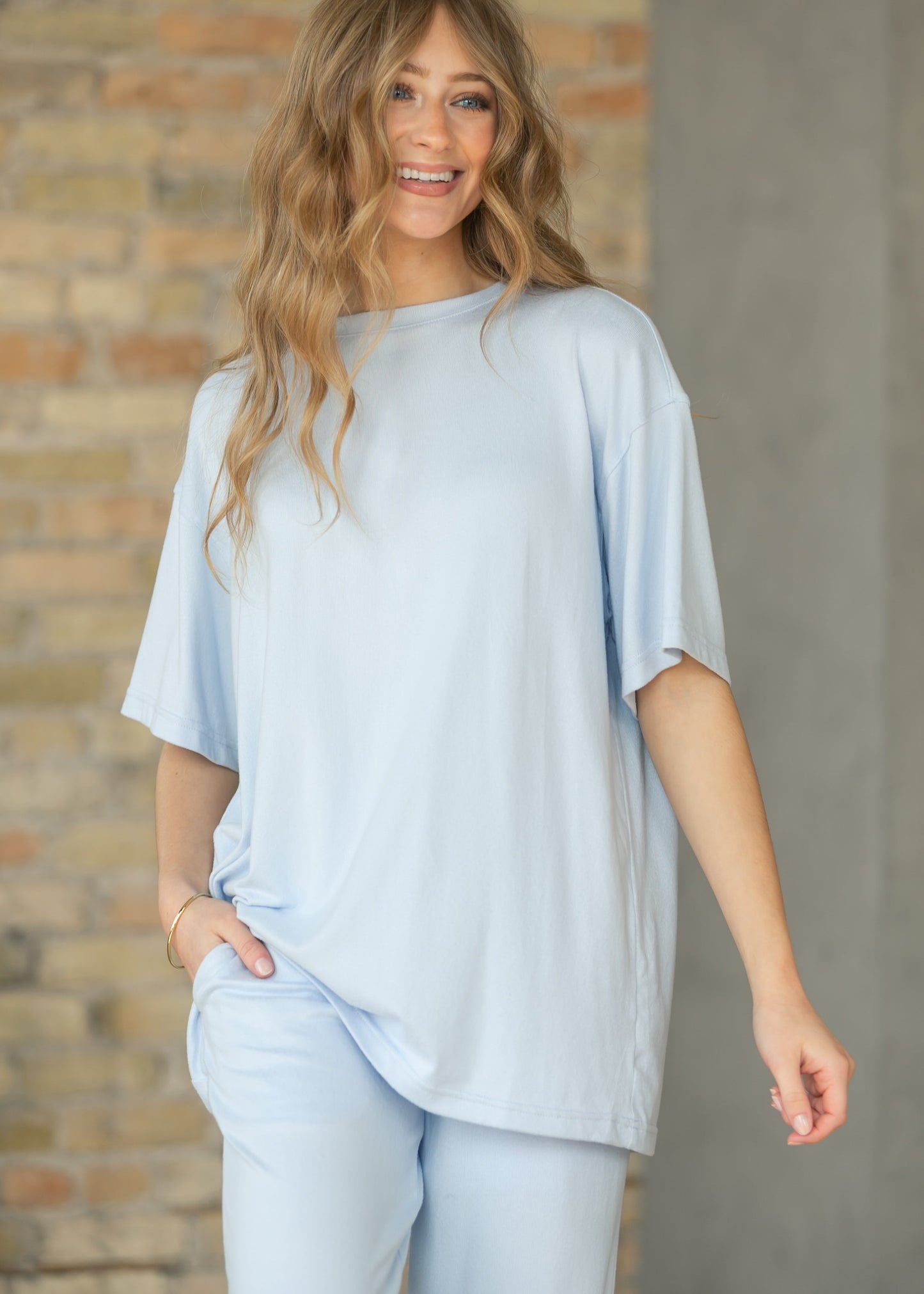 Brushed Oversized Short Sleeve Top