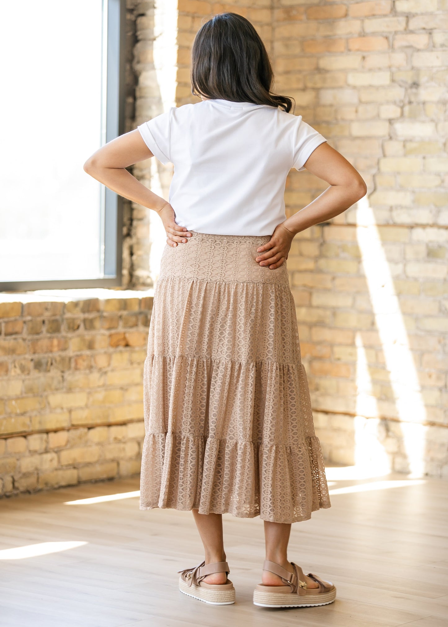 Button Detailed Tiered Lace Skirt - FINAL SALE