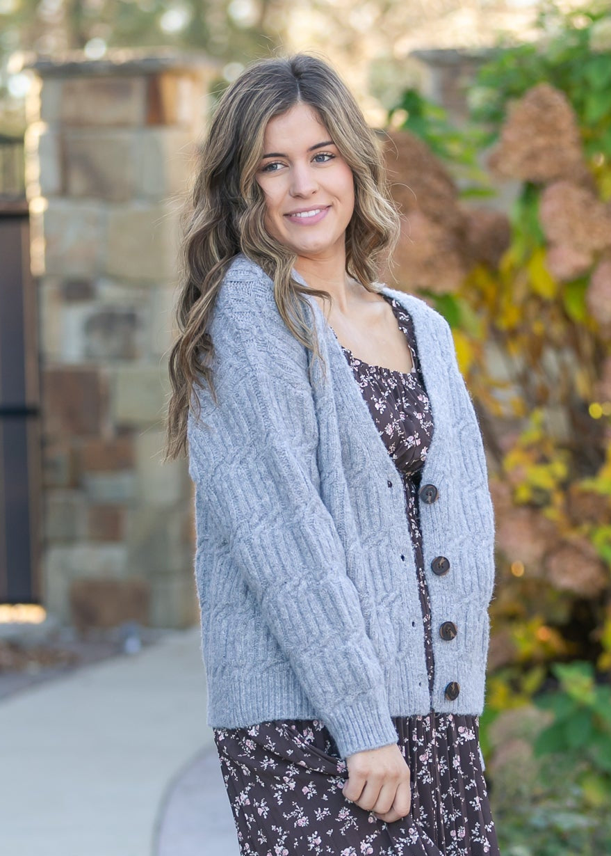 Button Down Cable Knit Cardigan - FINAL SALE
