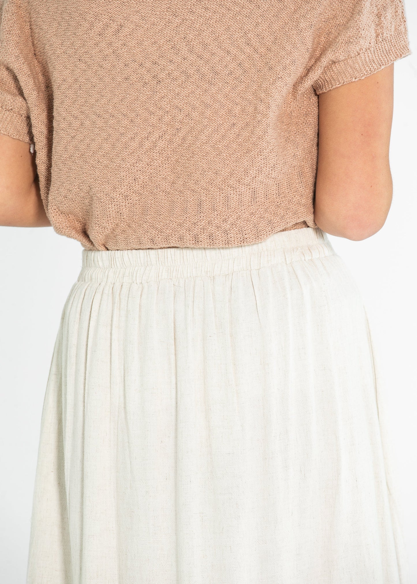 Button Down Linen Blend Midi Skirt - FINAL SALE