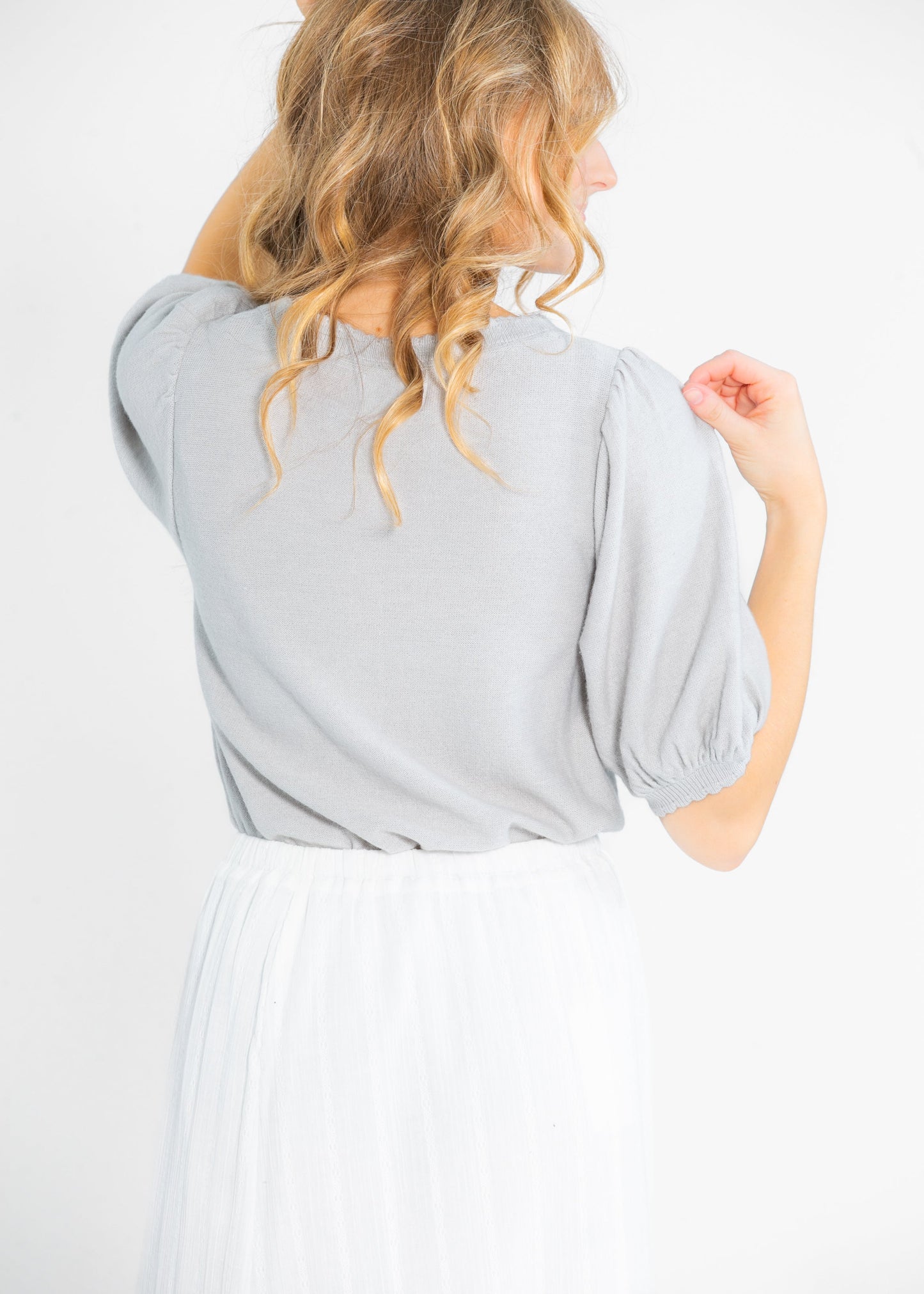 Colette Button Puff Short Sleeve Cardigan - FINAL SALE