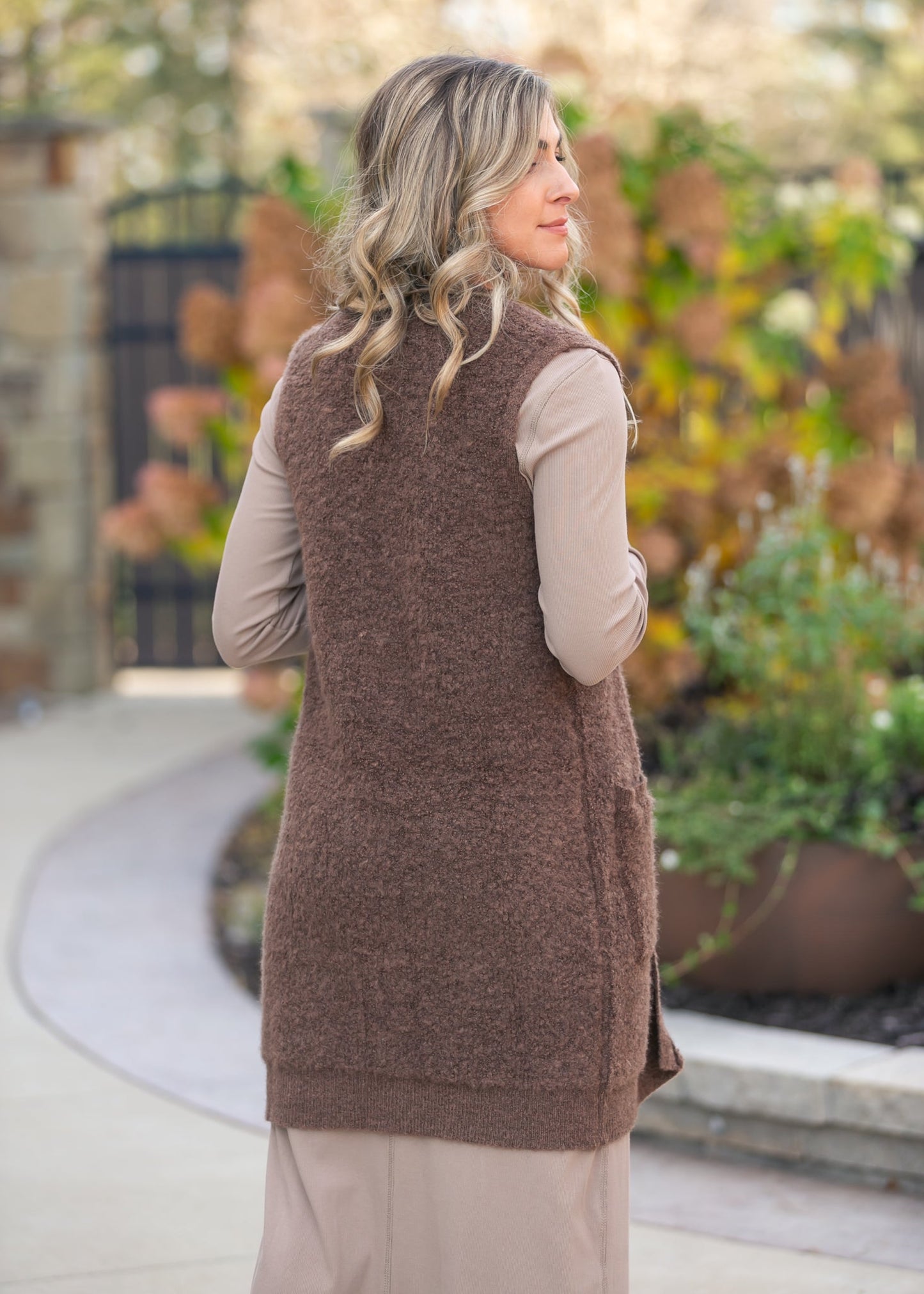 Button Up Teddy Knit Long Vest
