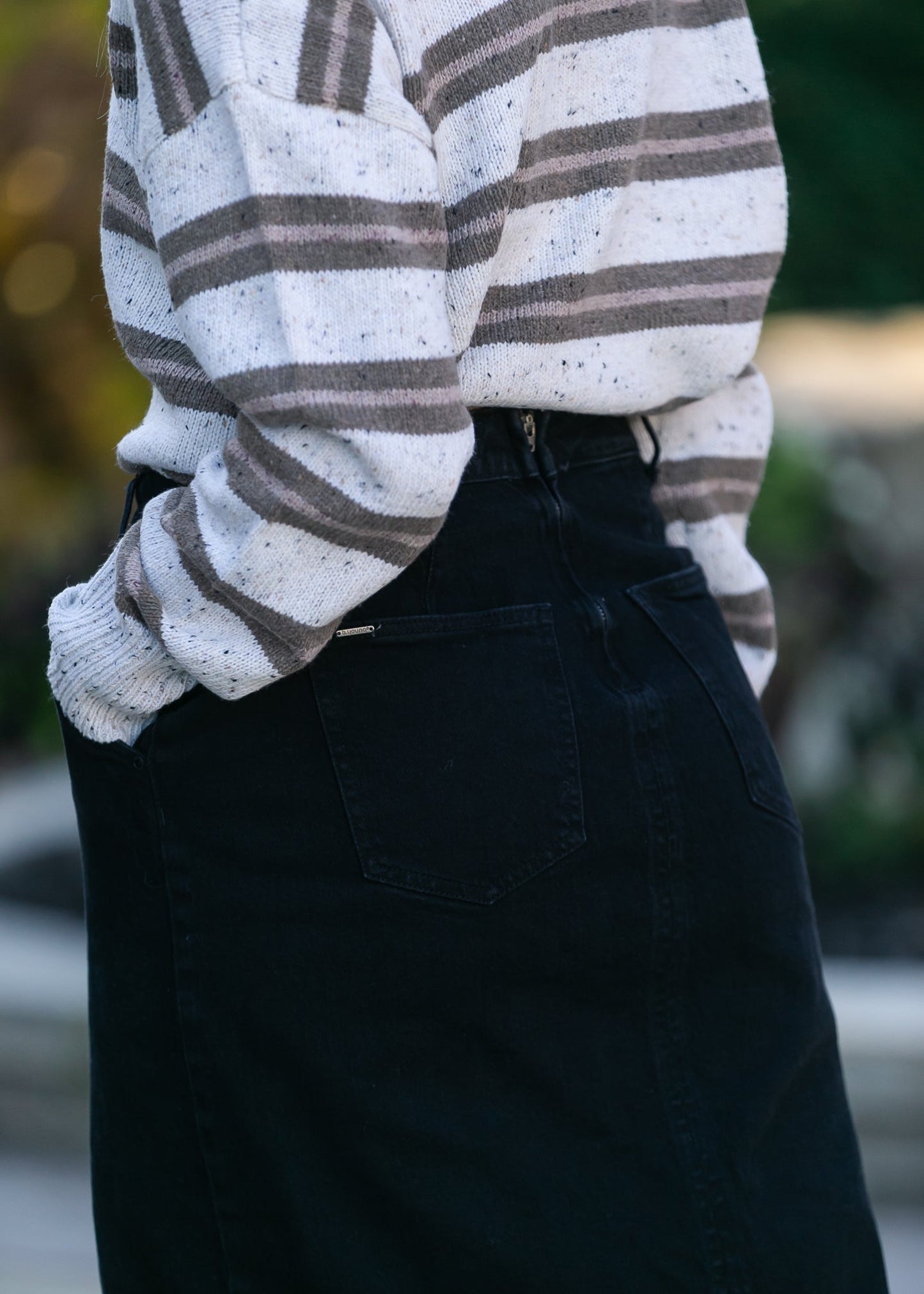 Bylara Button Front Midi Skirt
