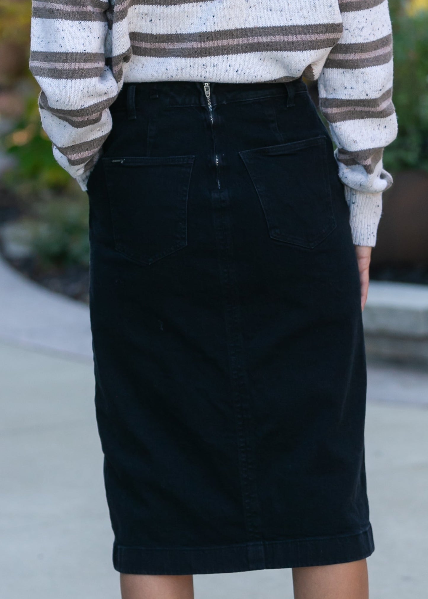 Bylara Button Front Midi Skirt