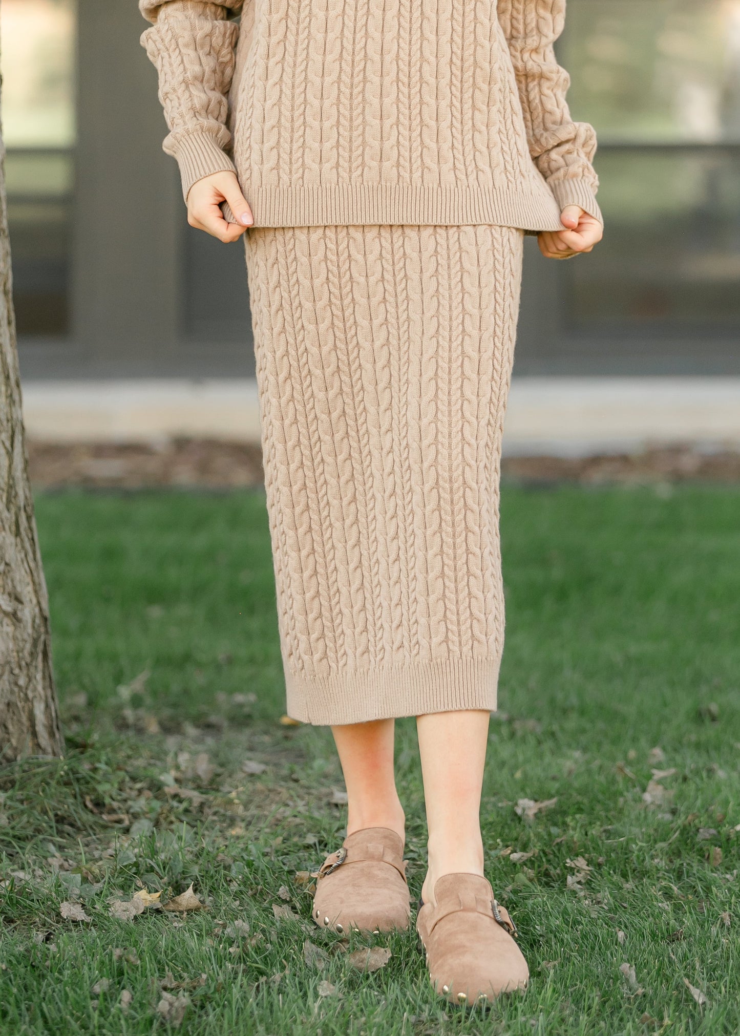 Cable Knit Midi Sweater Skirt - FINAL SALE