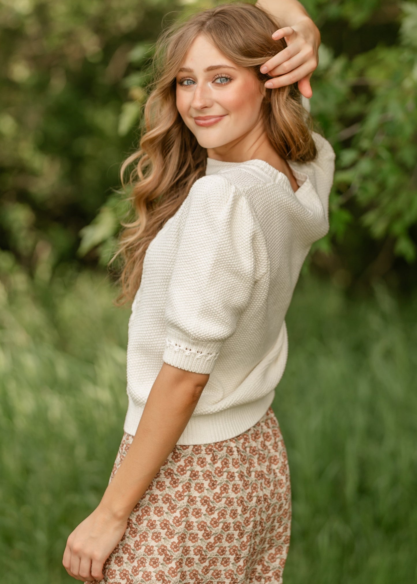 Cable Knit Short Sleeve Sweater