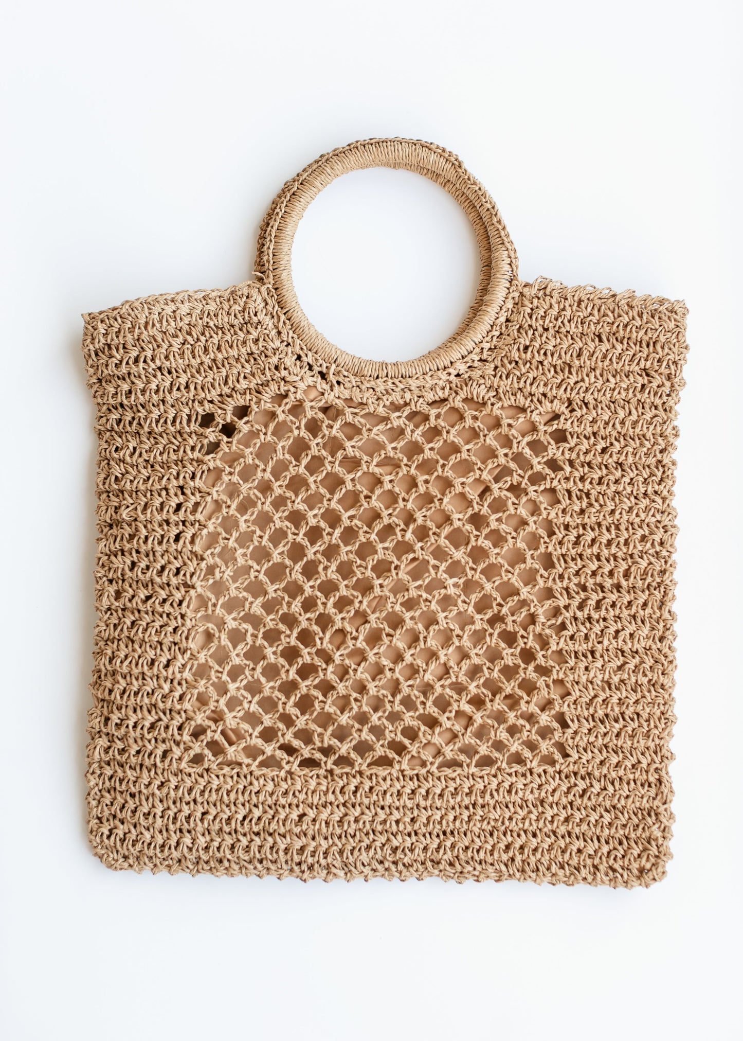 Camren Circle Handle Straw Tote Bag