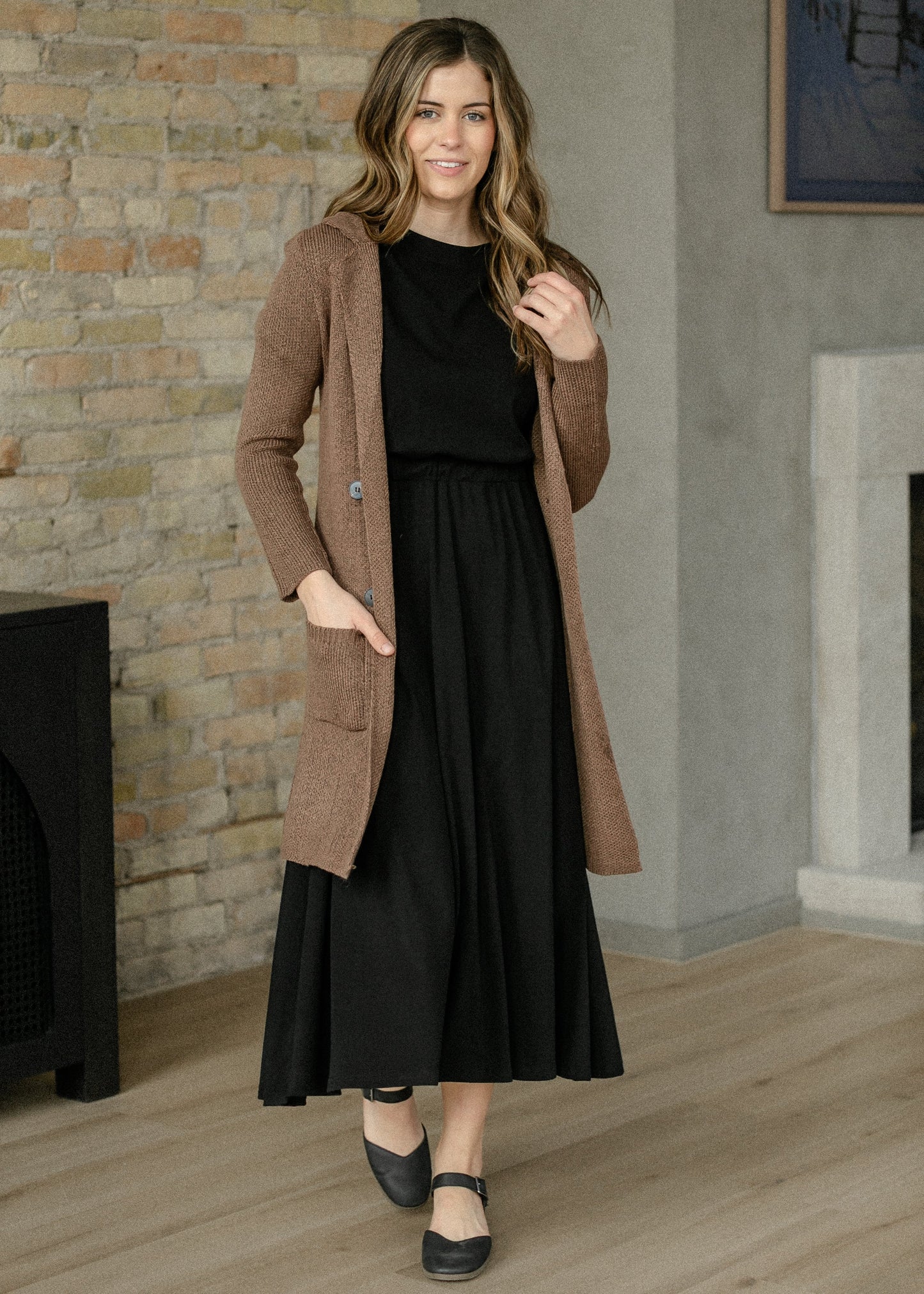 Casey Black Cap Sleeve Midi Dress