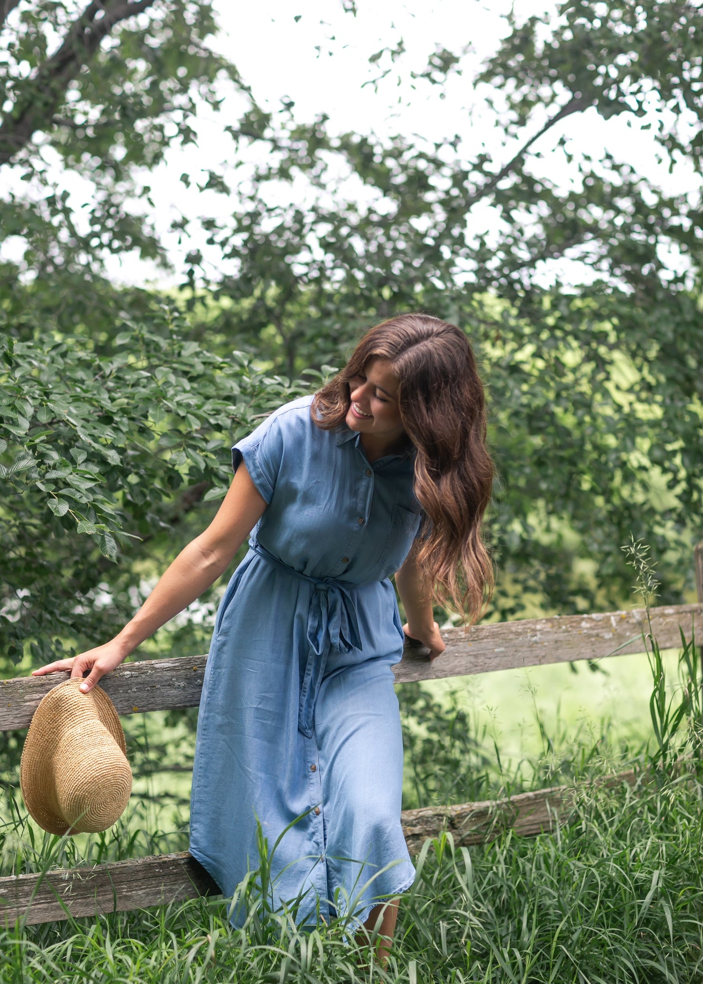 Chambray Belted Shirt Dress