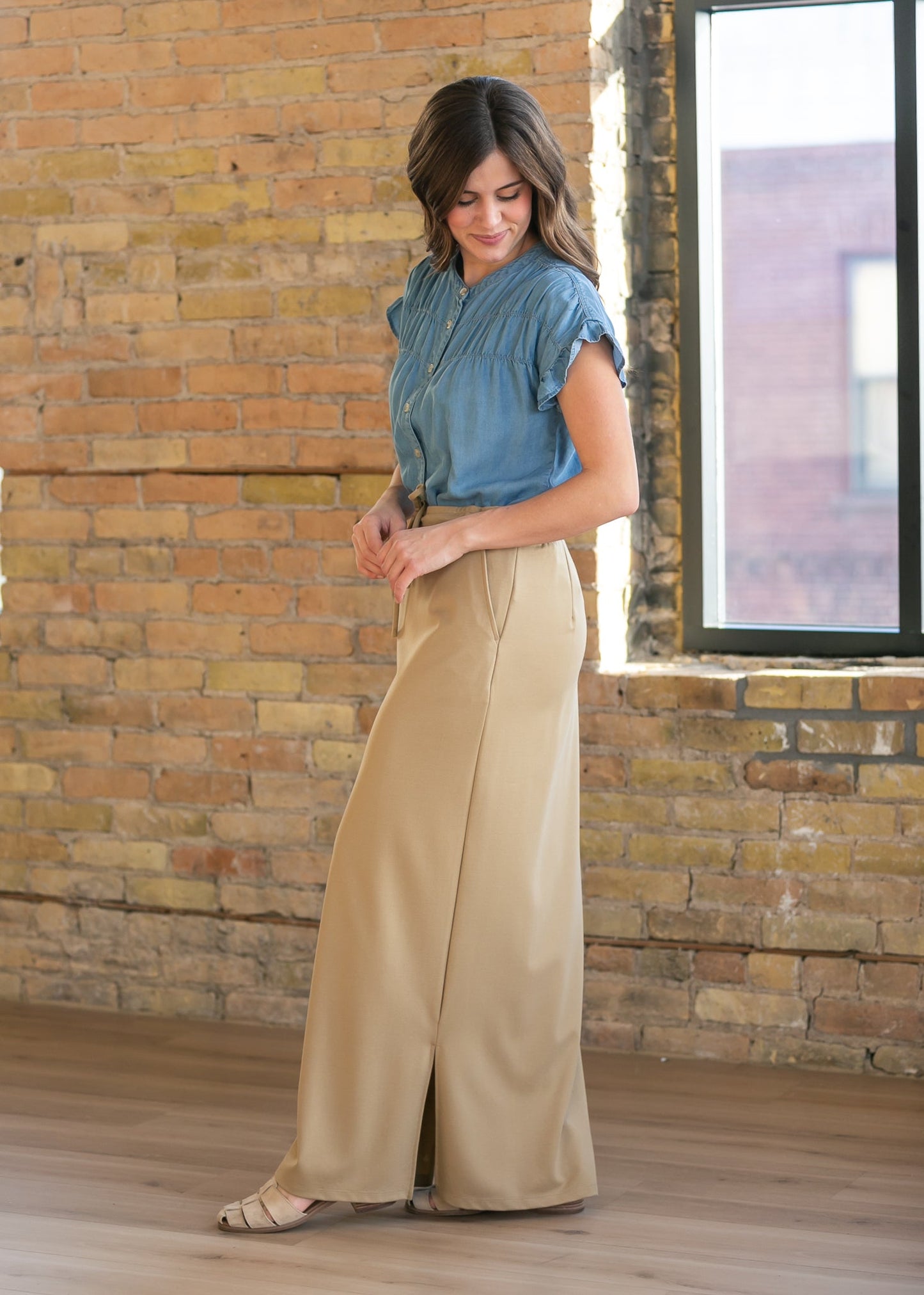 Chambray Button Front Top