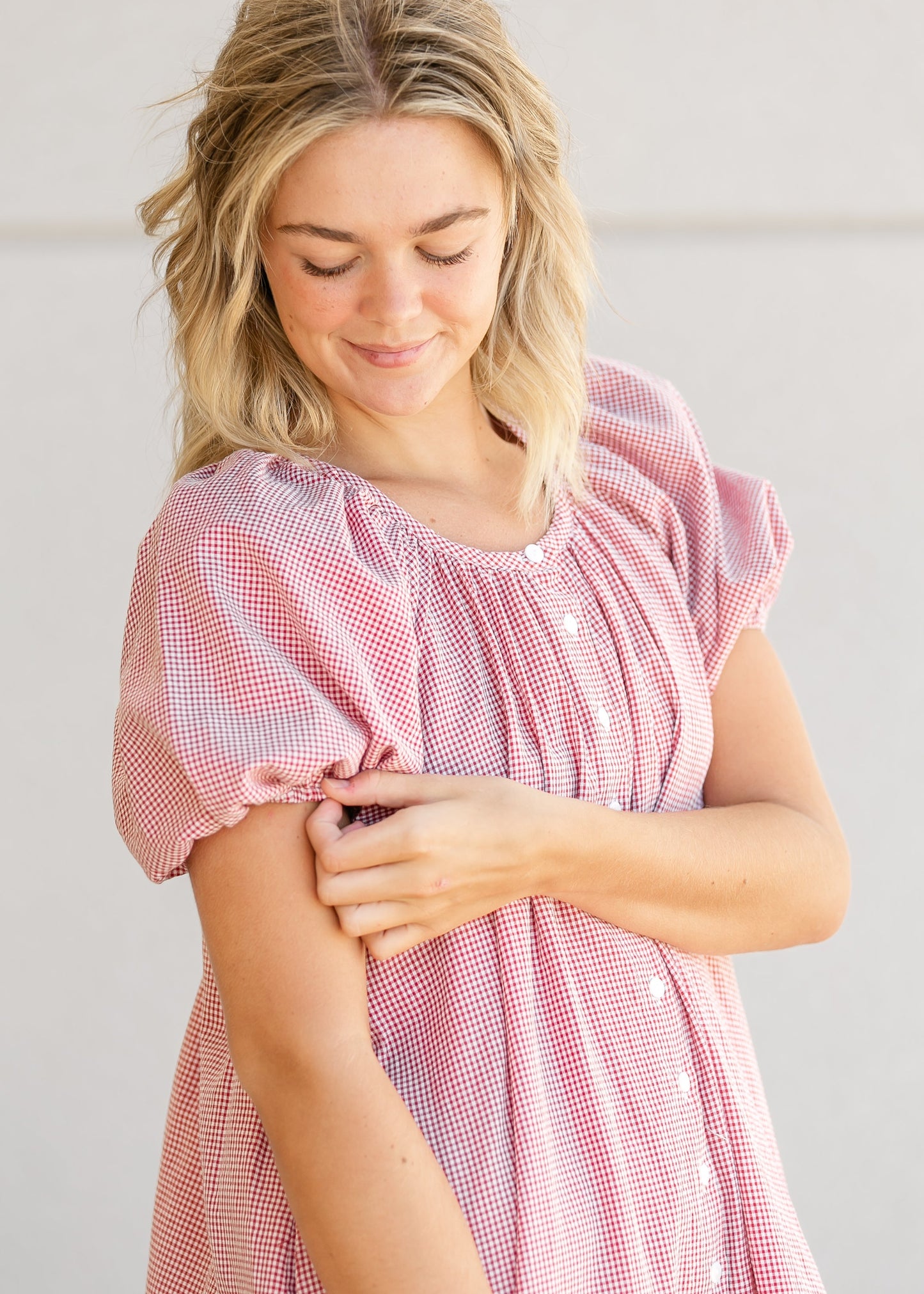 Charlie Gingham Checker Puff Sleeve Dress - FINAL SALE
