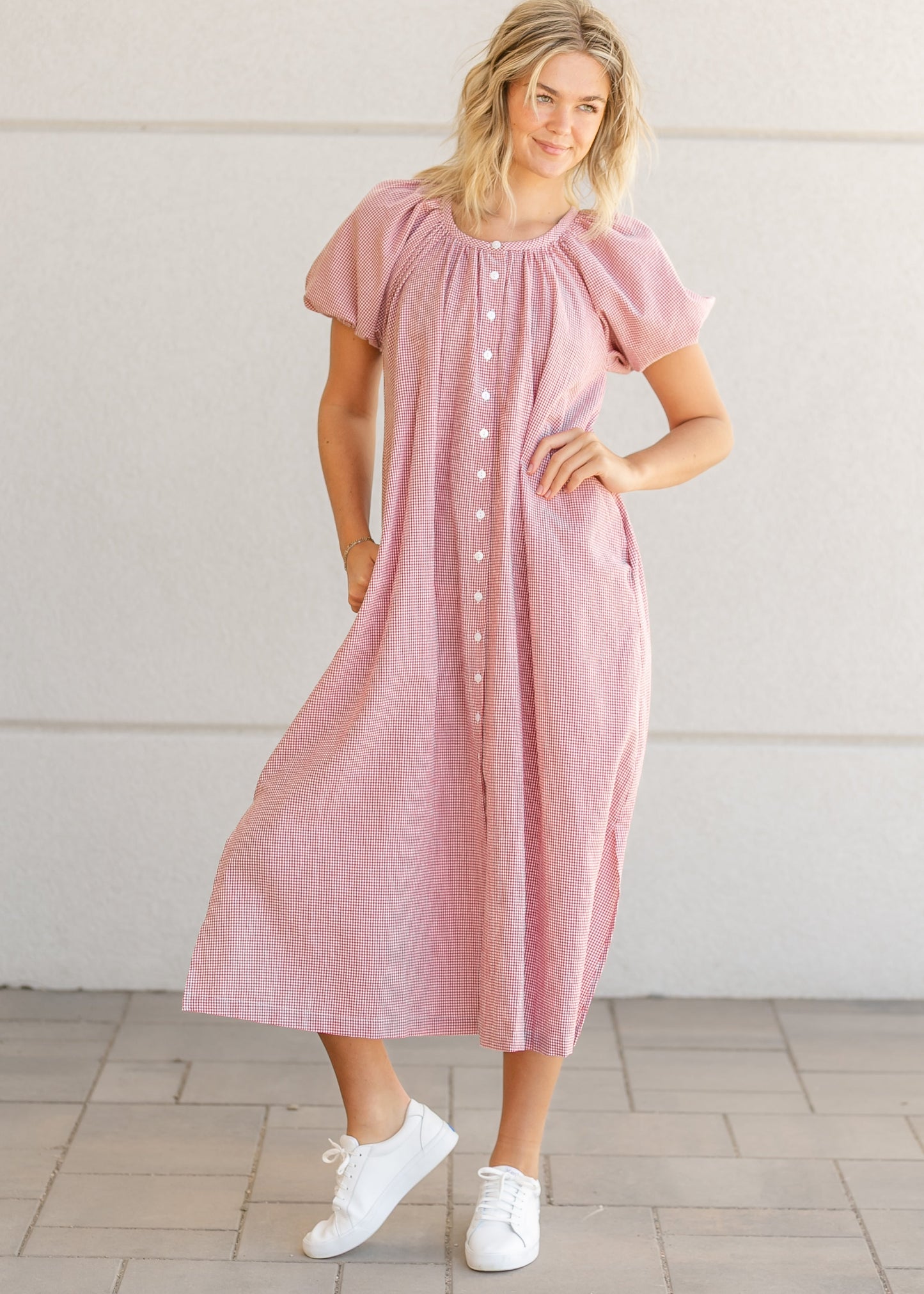 Charlie Gingham Checker Puff Sleeve Dress - FINAL SALE
