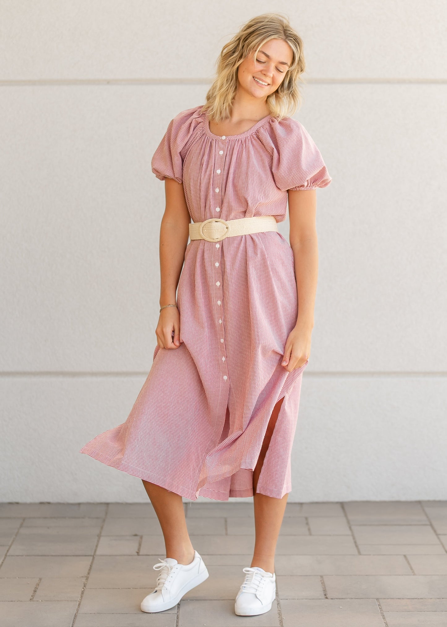 Charlie Gingham Checker Puff Sleeve Dress - FINAL SALE