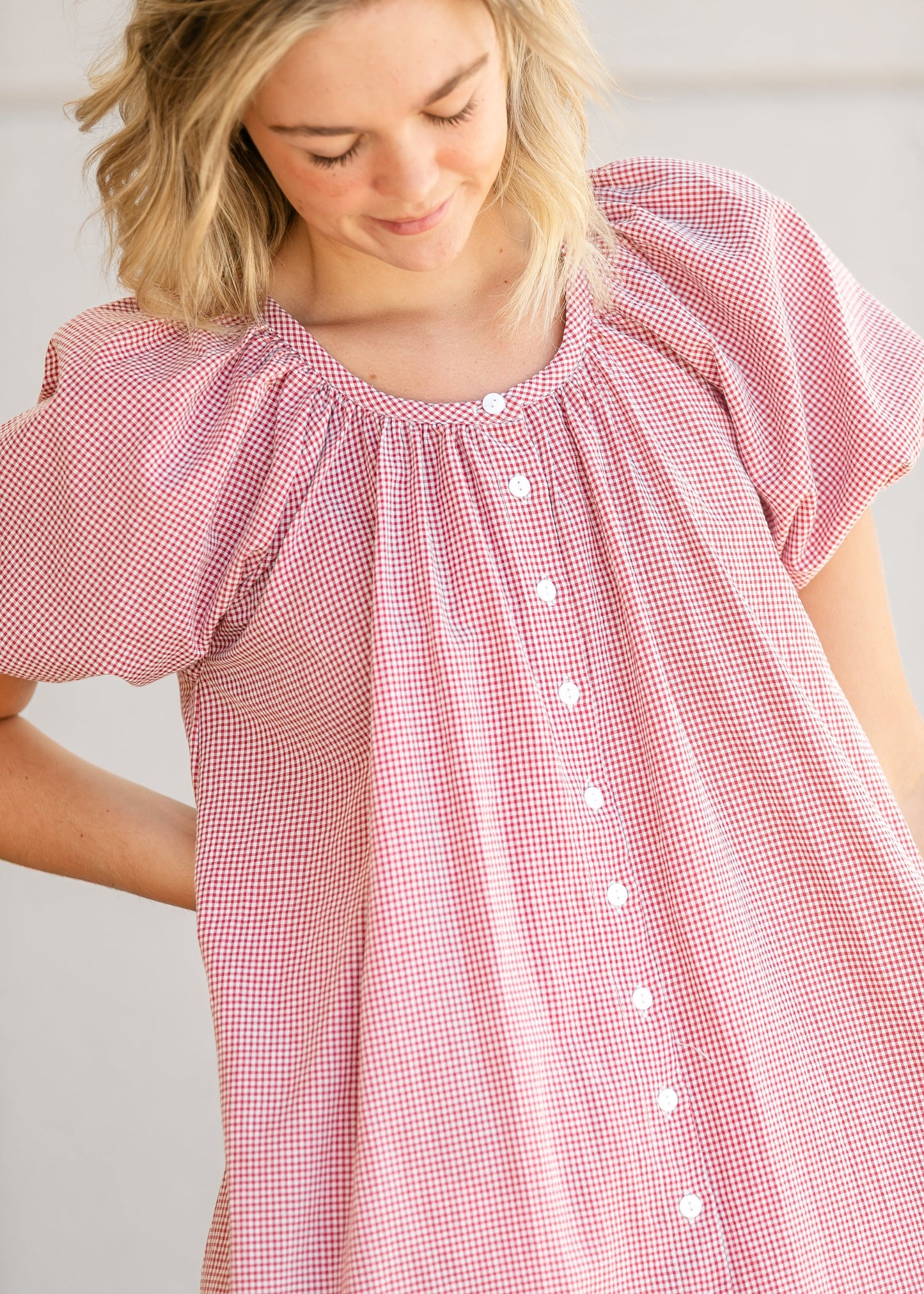 Charlie Gingham Checker Puff Sleeve Dress - FINAL SALE