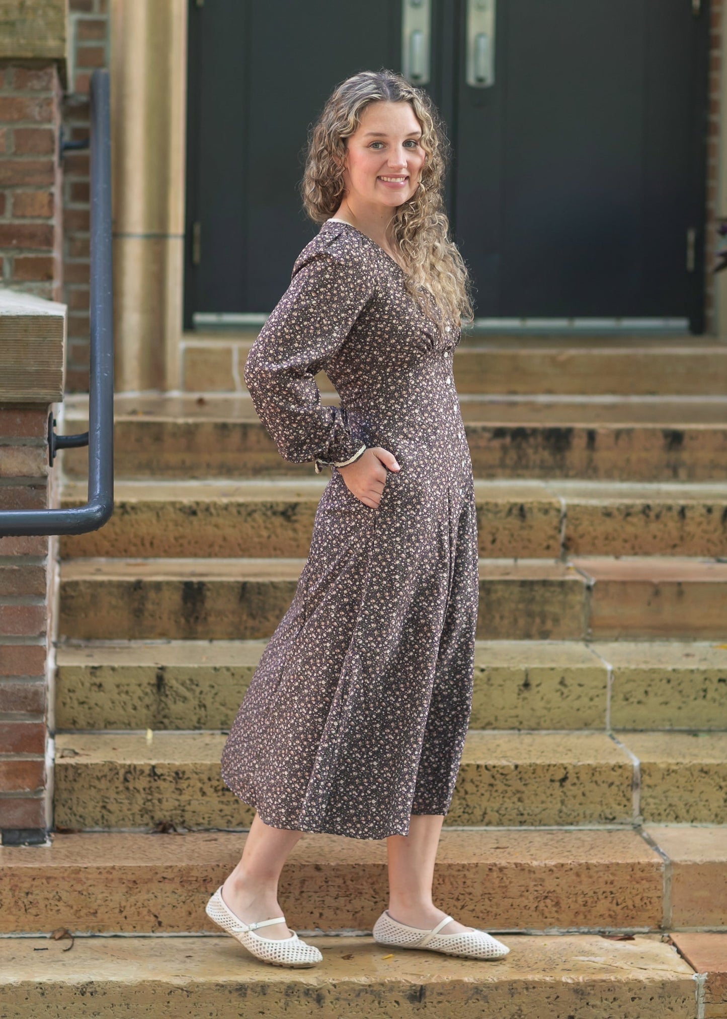 Chestnut Floral Button Down Dress - FINAL SALE