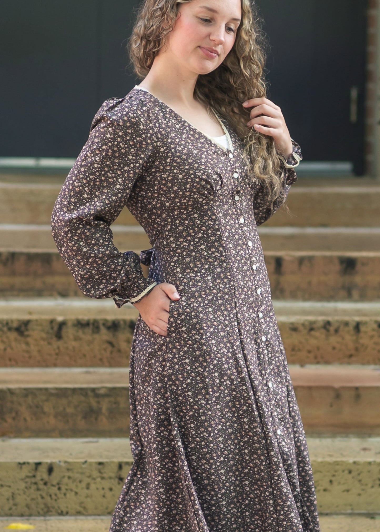 Chestnut Floral Button Down Dress - FINAL SALE