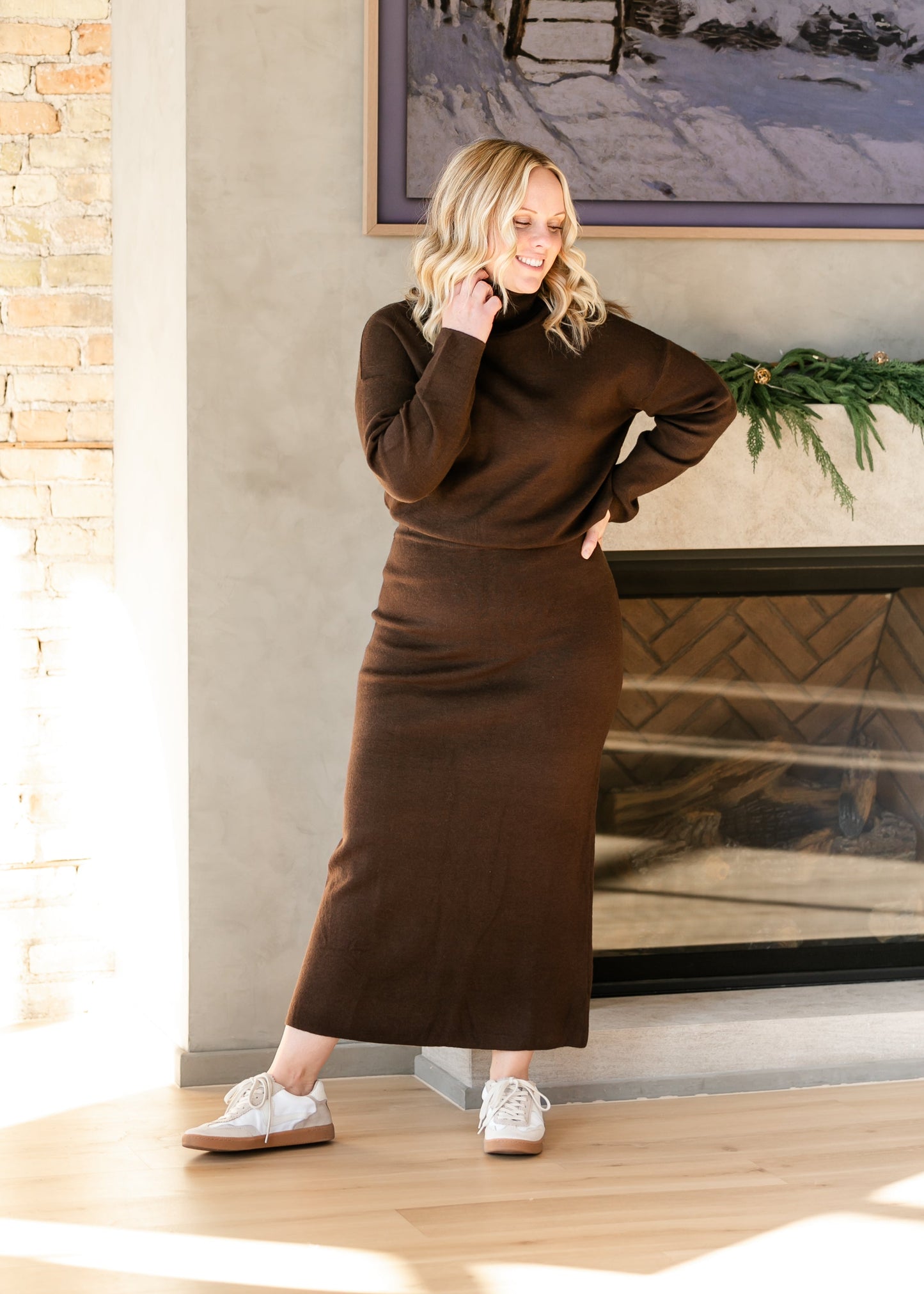 Chocolate Brown Knit Maxi Skirt - FINAL SALE