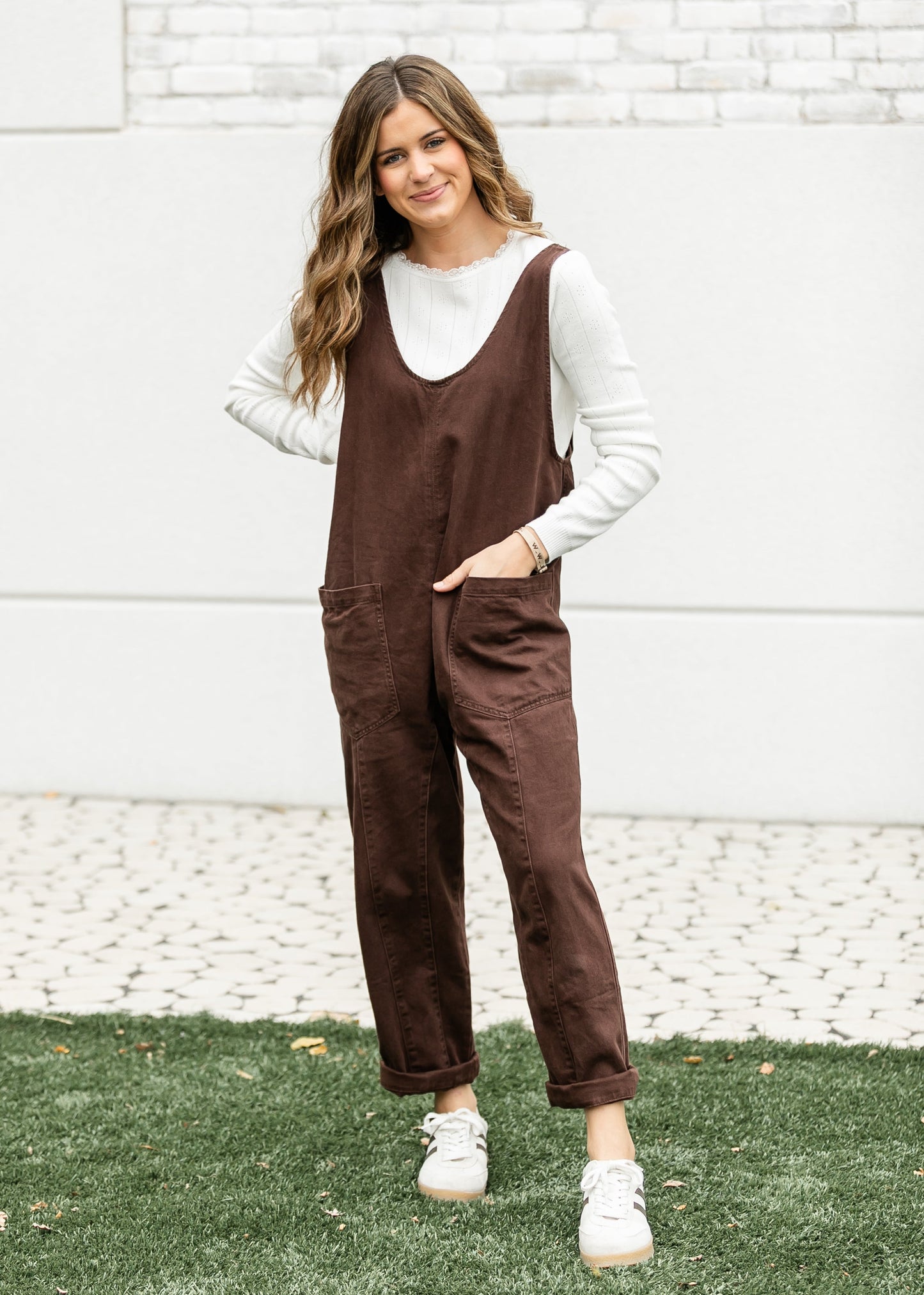 Chocolate Denim Wide Leg Overalls