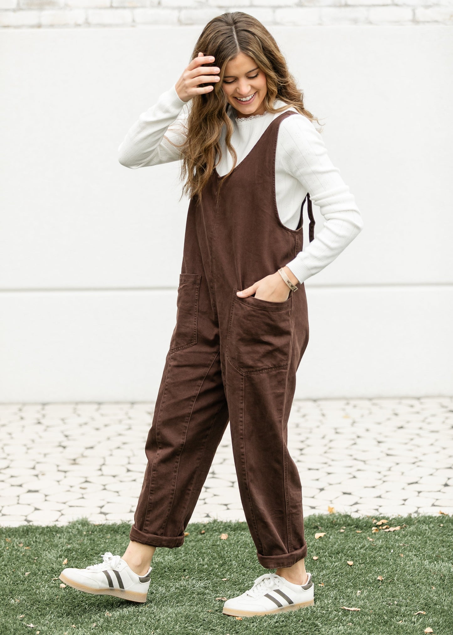 Chocolate Denim Wide Leg Overalls