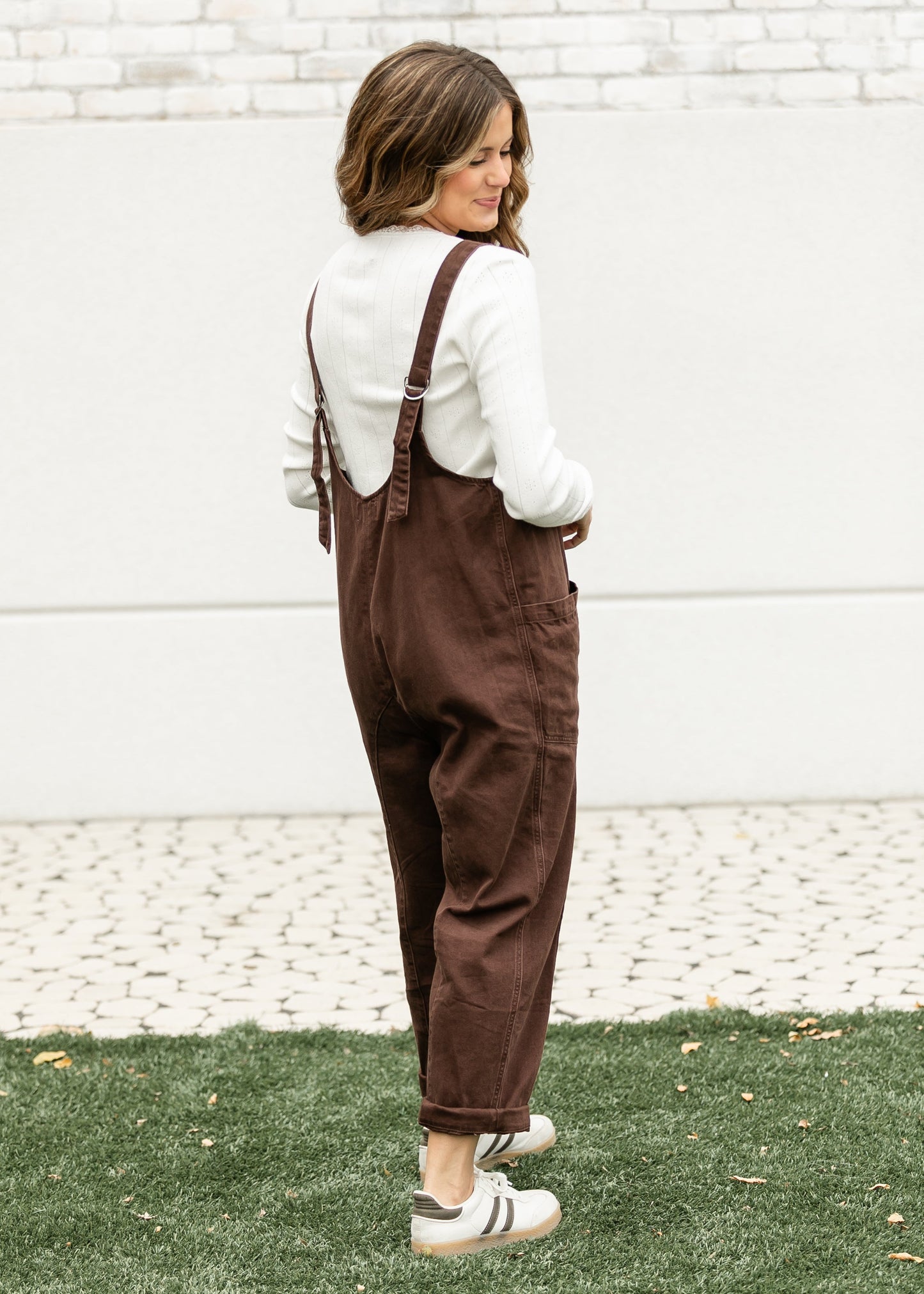 Chocolate Denim Wide Leg Overalls