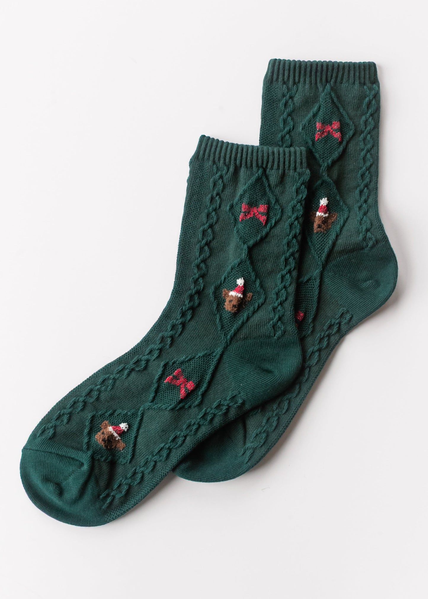 Christmas Teddy Bear Crew Sock
