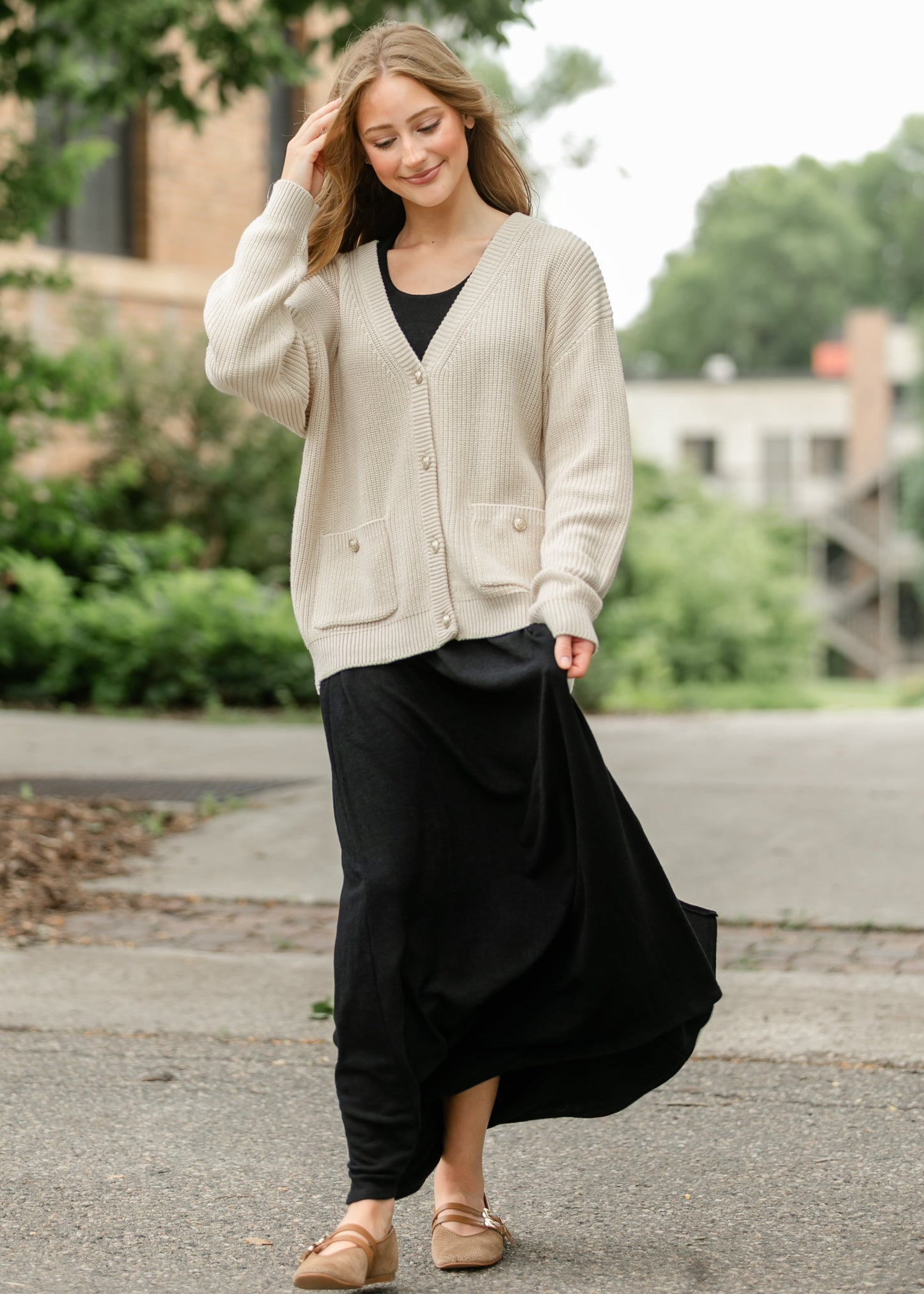 Chunky Knit Varsity Button Up Cardigan - FINAL SALE