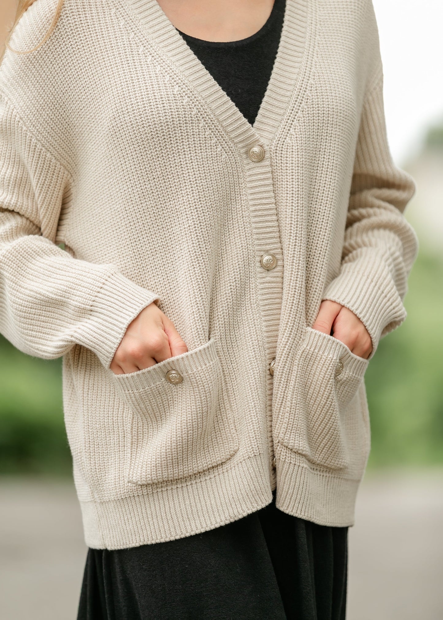 Chunky Knit Varsity Button Up Cardigan - FINAL SALE