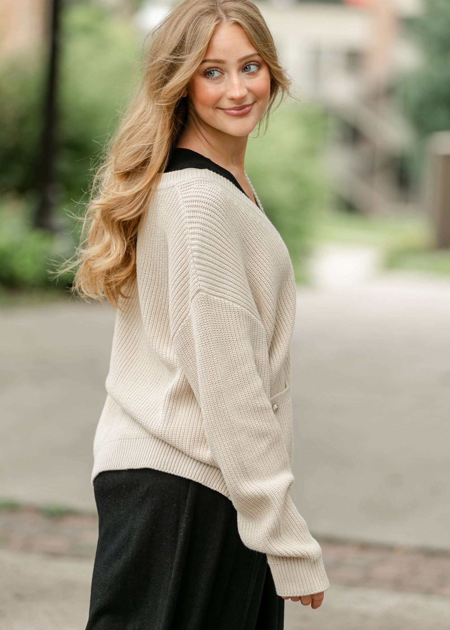 Chunky Knit Varsity Button Up Cardigan - FINAL SALE