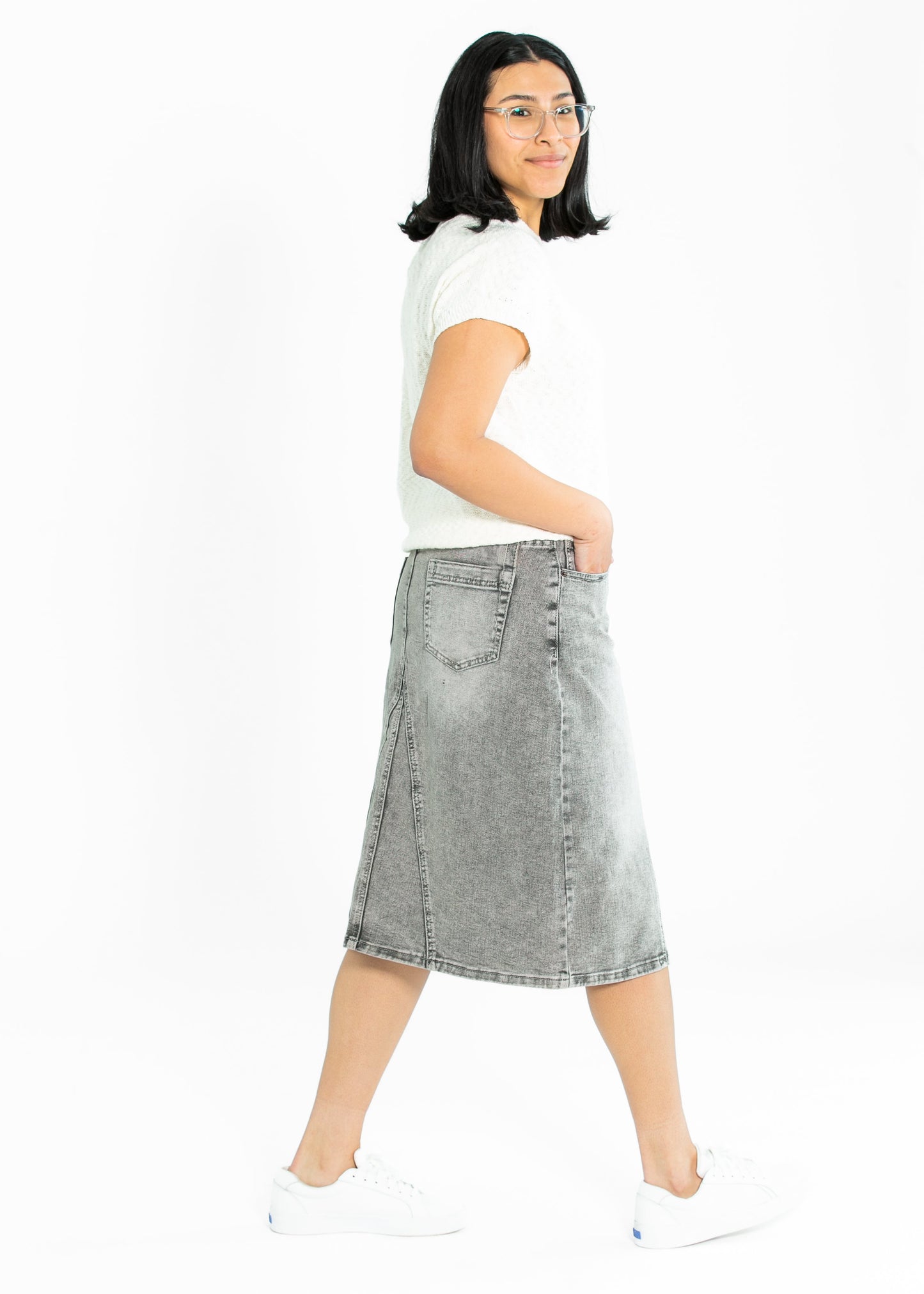 Claire A-line Denim Midi Skirt - FINAL SALE