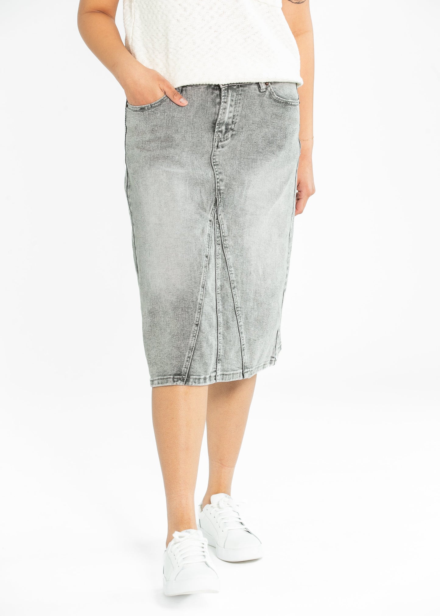 Claire A-line Denim Midi Skirt - FINAL SALE