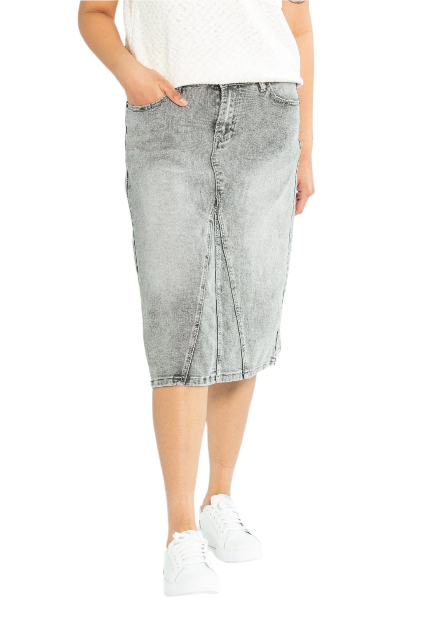 Claire A-line Denim Midi Skirt - FINAL SALE