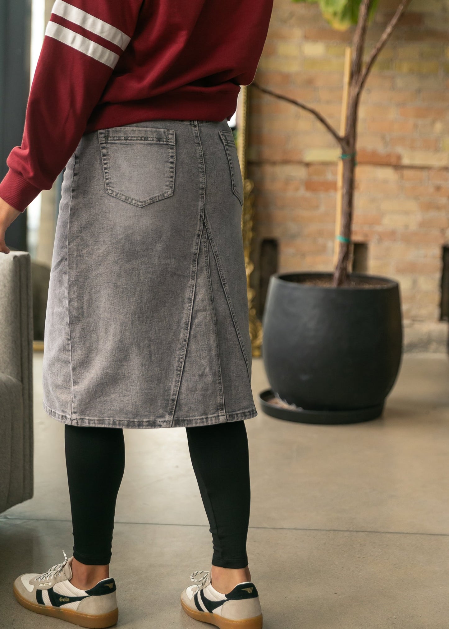 Claire A-line Denim Midi Skirt - FINAL SALE