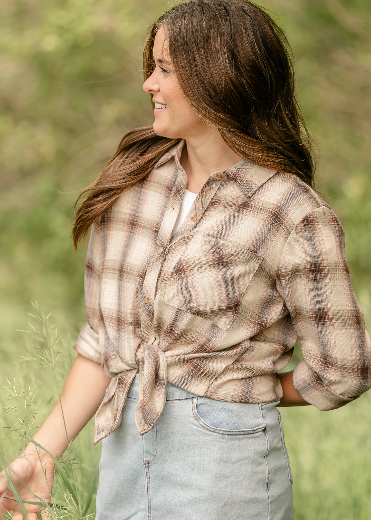 Classic Plaid Button Up Top