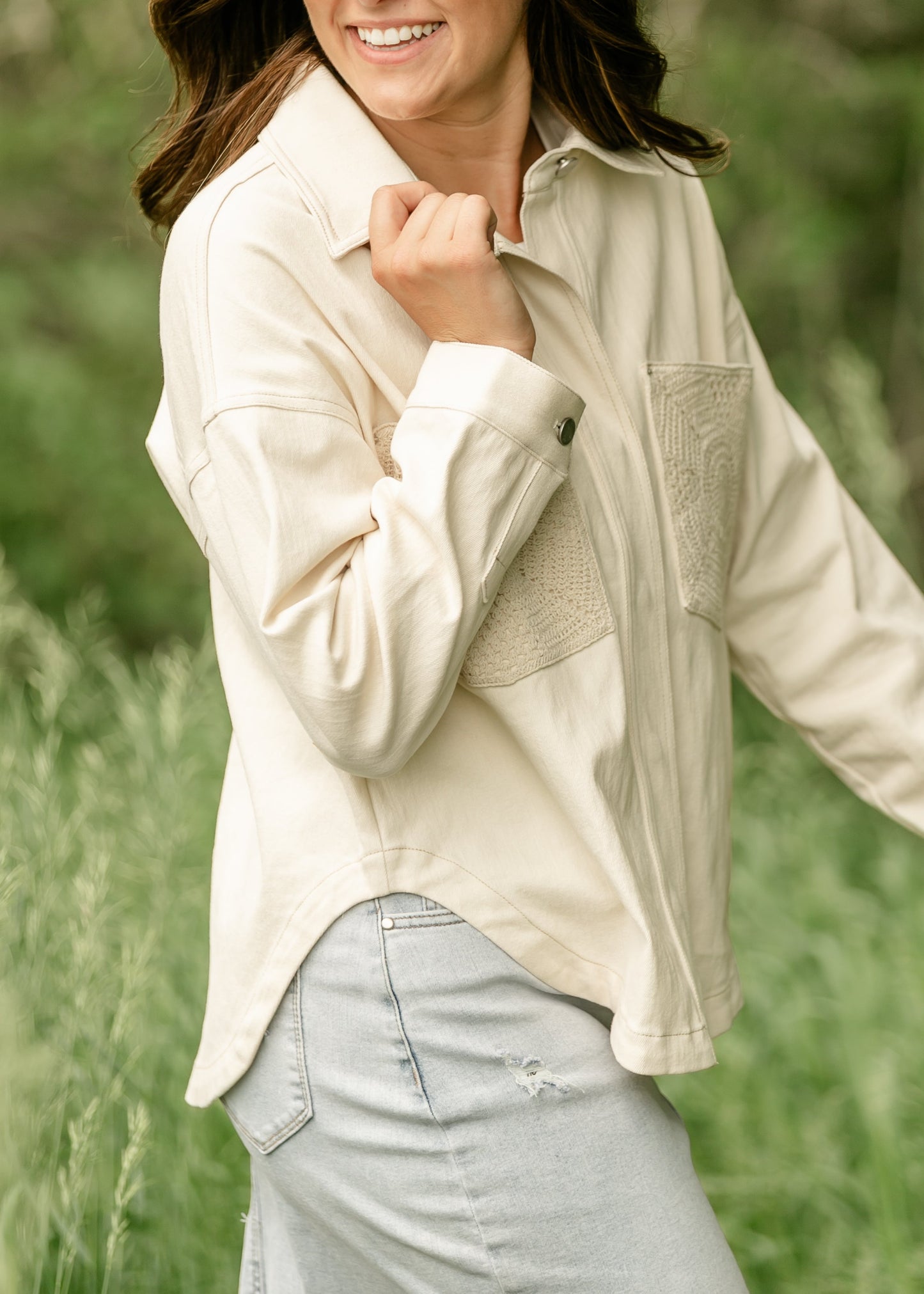 Sadie & Sage® Clear Eyes Crochet Pocket Shacket - FINAL SALE