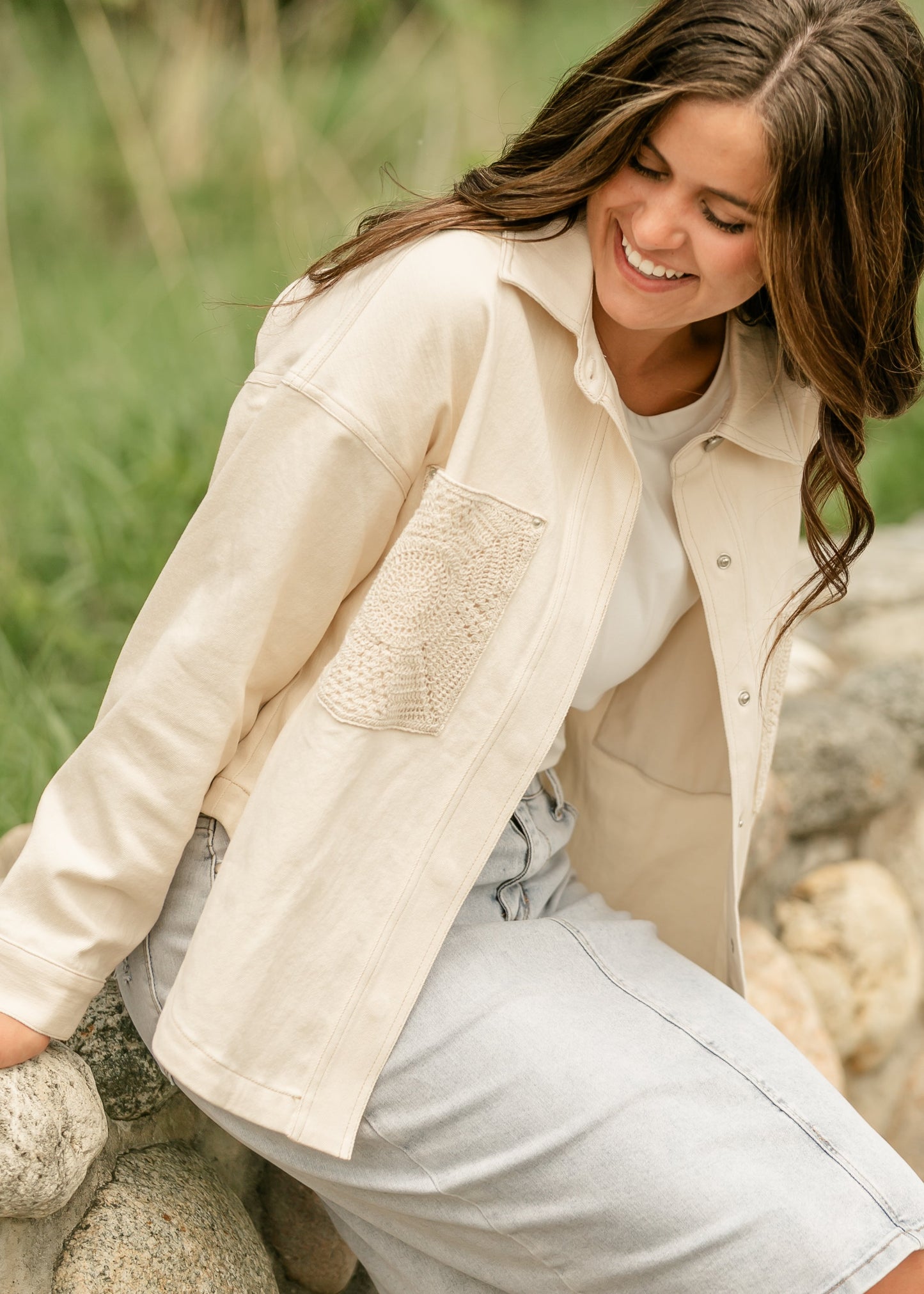Sadie & Sage® Clear Eyes Crochet Pocket Shacket - FINAL SALE
