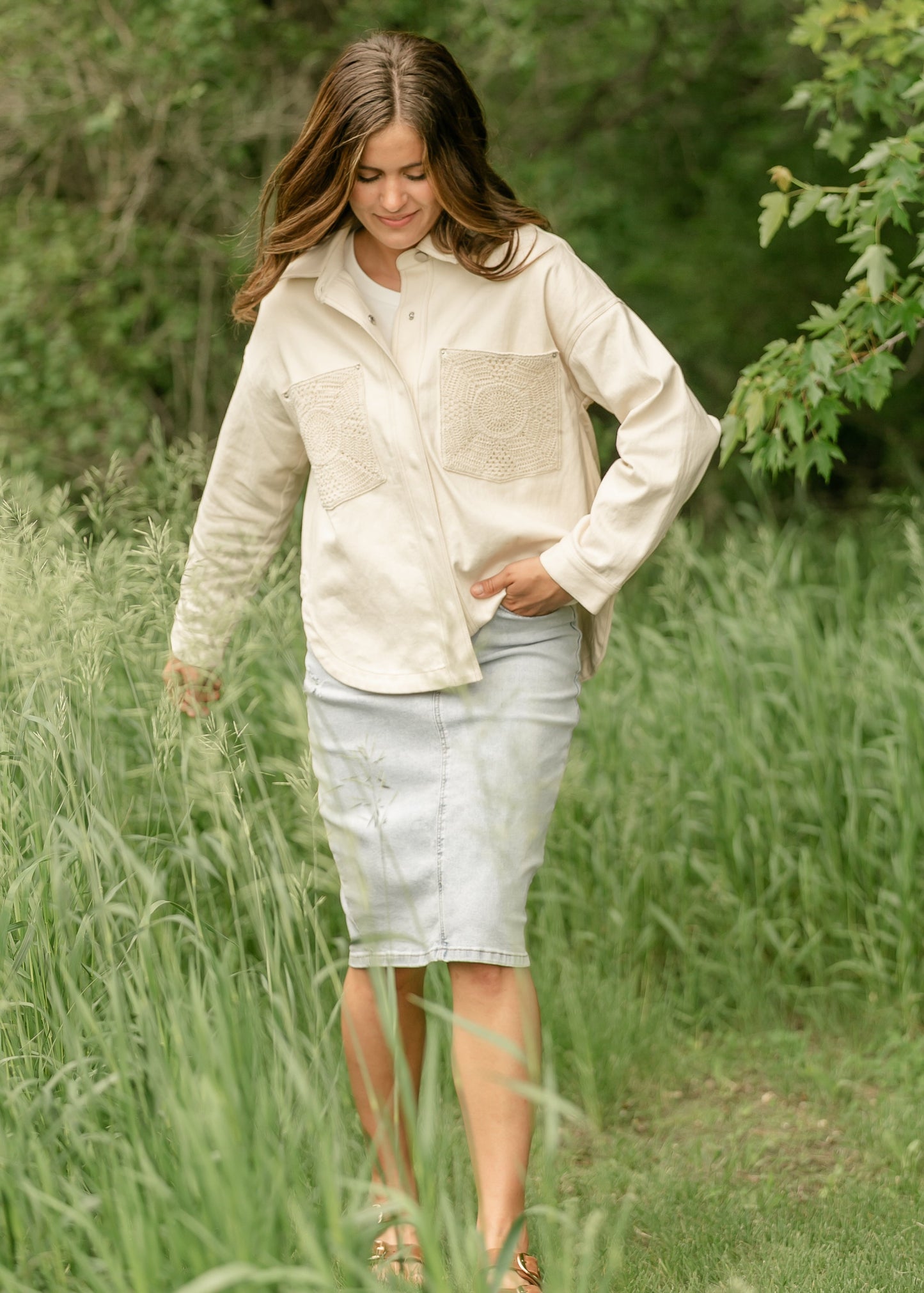Sadie & Sage® Clear Eyes Crochet Pocket Shacket - FINAL SALE