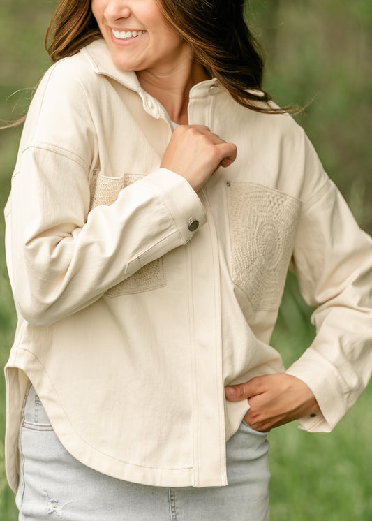 Sadie & Sage® Clear Eyes Crochet Pocket Shacket - FINAL SALE