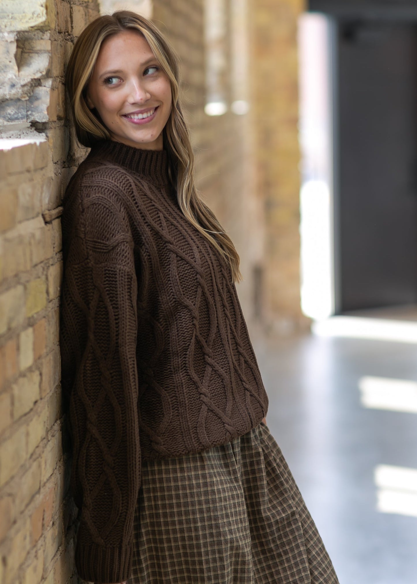 elan Cocoa Chain Knit Sweater - FINAL SALE