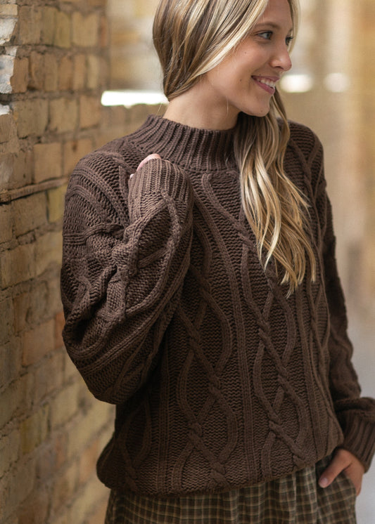 elan Cocoa Chain Knit Sweater - FINAL SALE