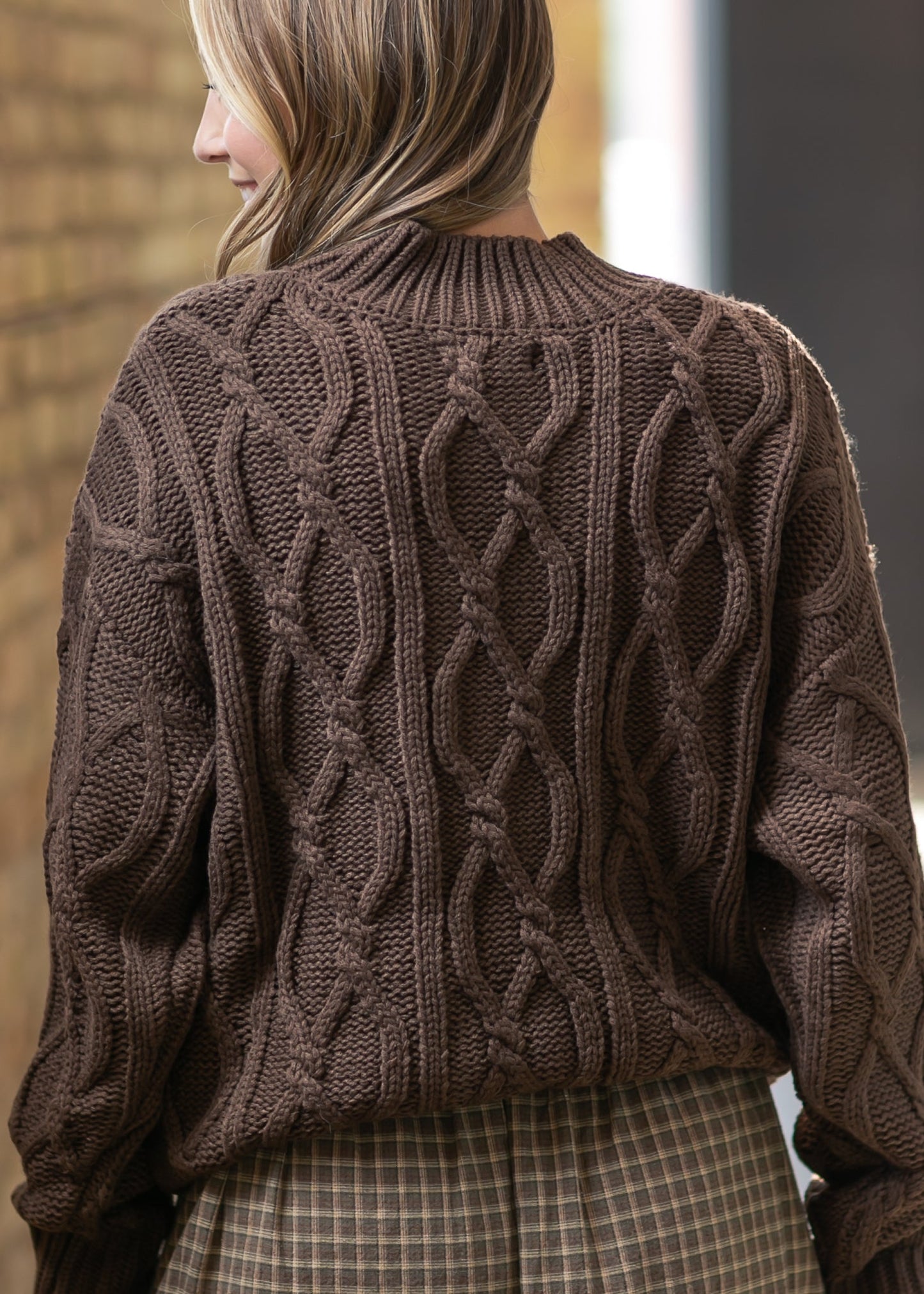 elan Cocoa Chain Knit Sweater - FINAL SALE