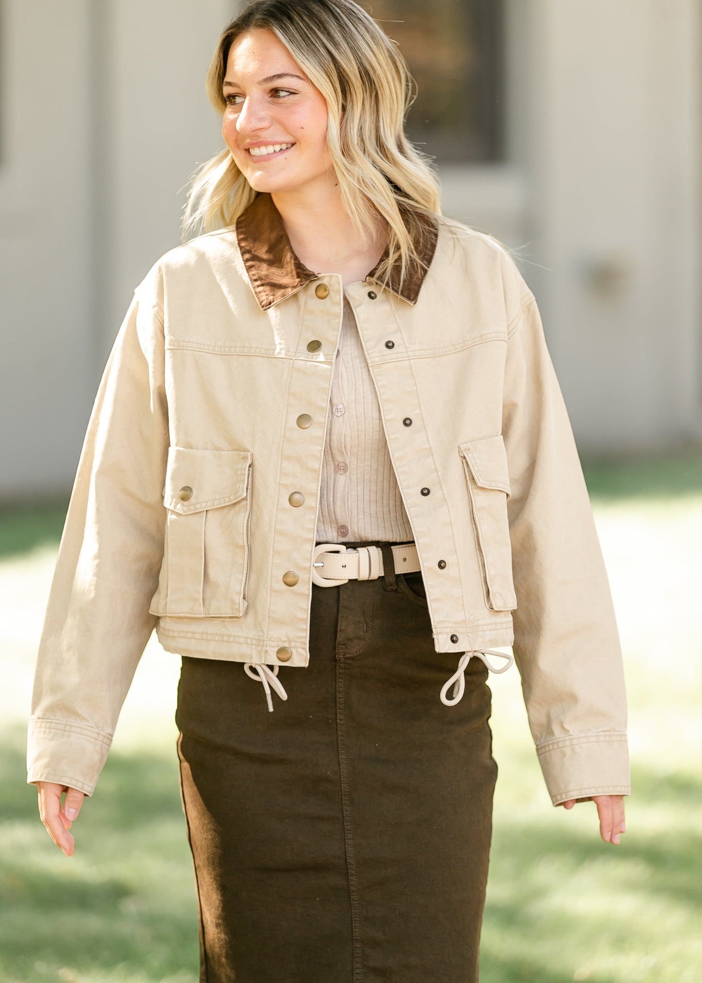 Contrast Collar Utility Jacket - FINAL SALE