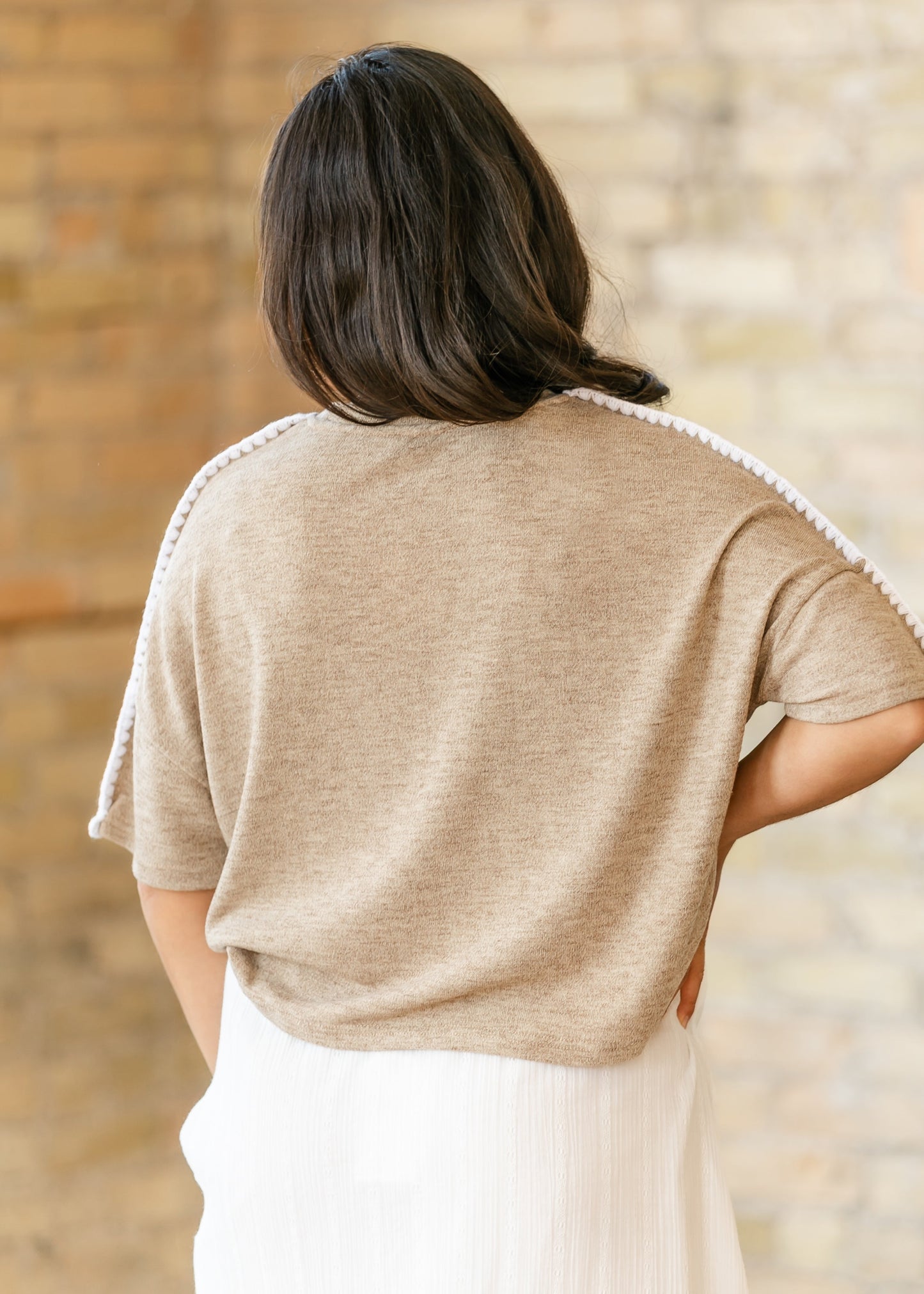 Contrast Stitch Detail Knit Top - FINAL SALE