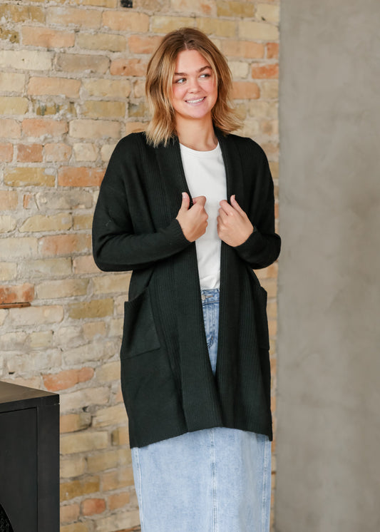 Corinne Black Open Front Cardigan - FINAL SALE