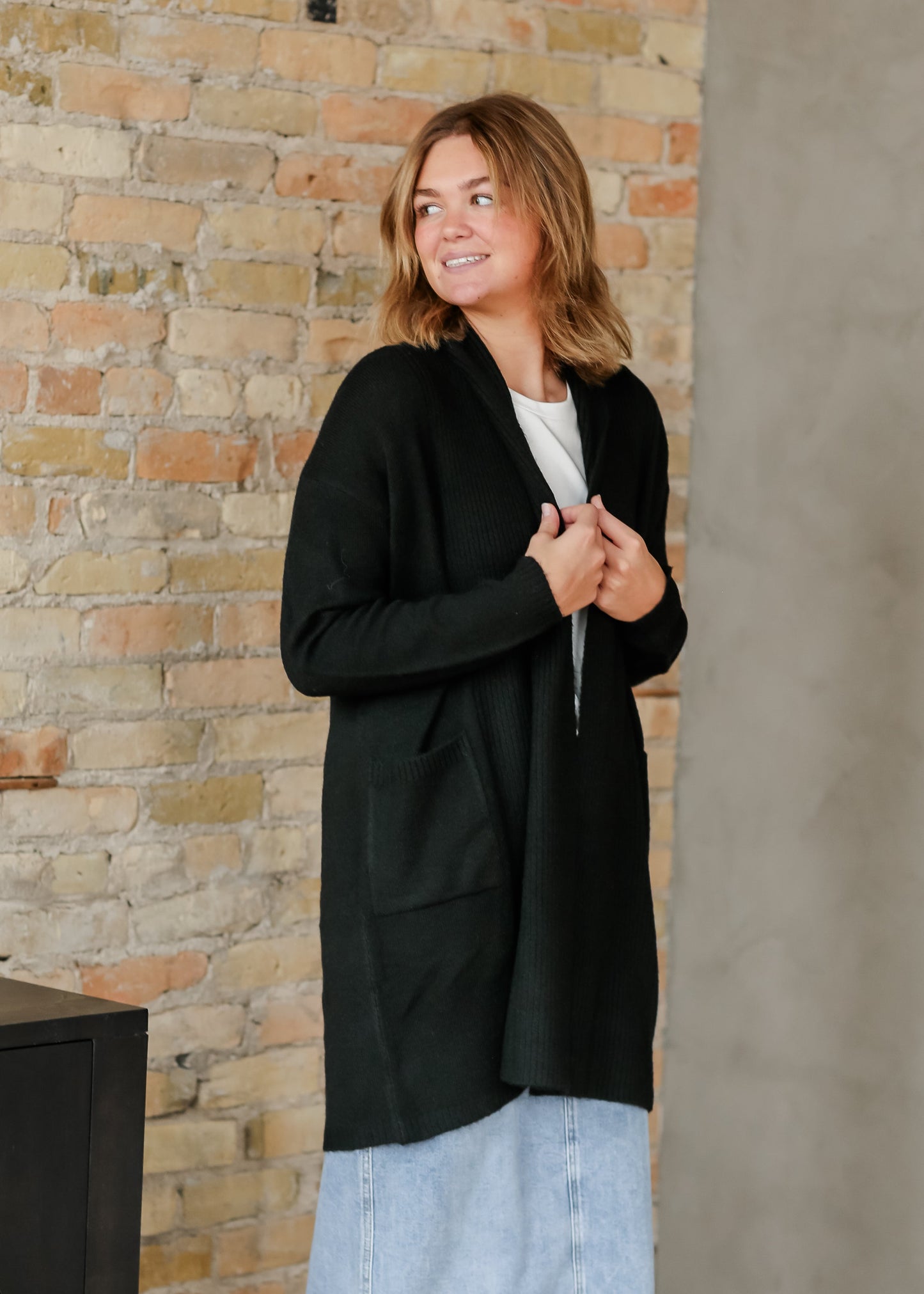 Corinne Black Open Front Cardigan - FINAL SALE