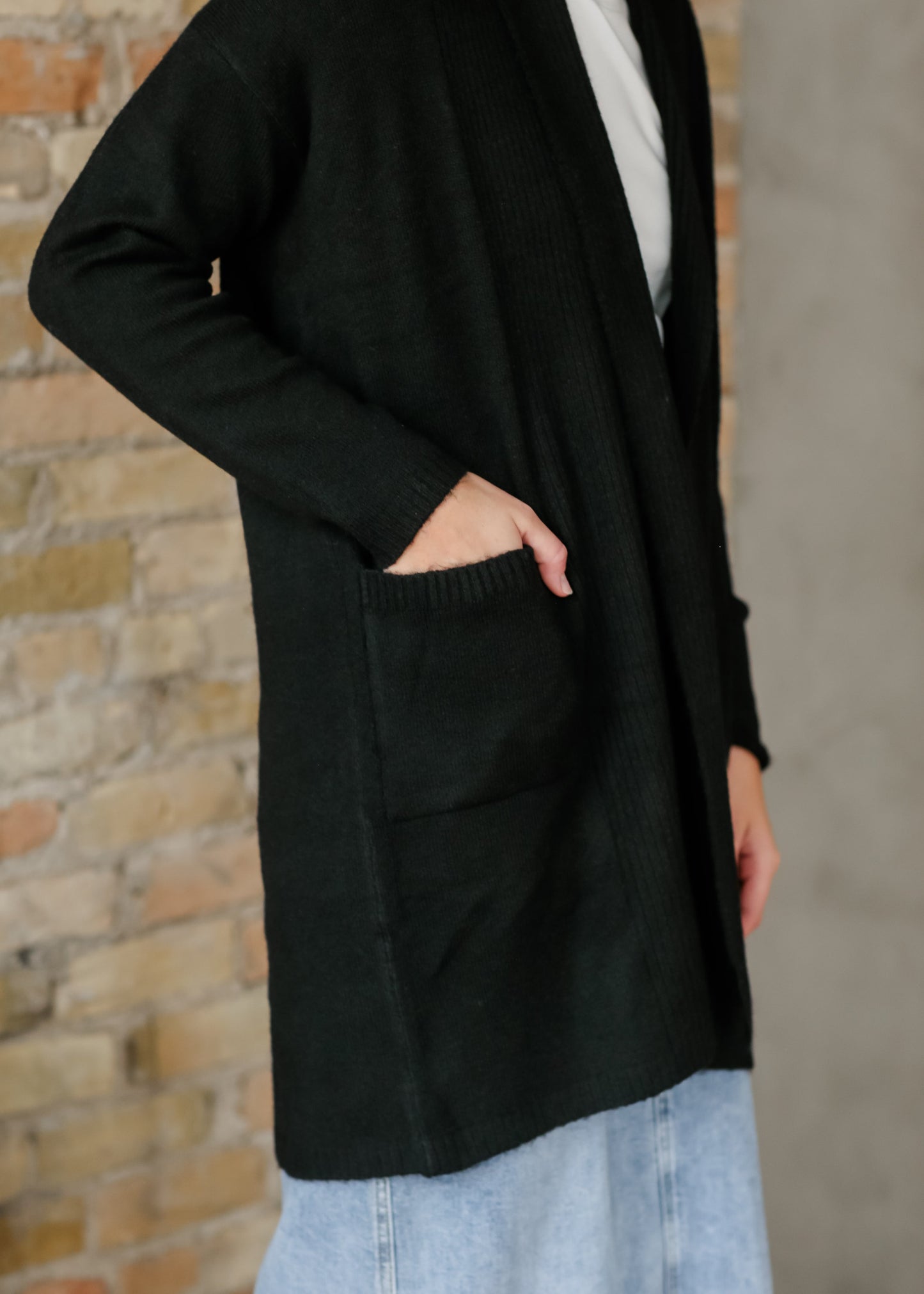 Corinne Black Open Front Cardigan - FINAL SALE